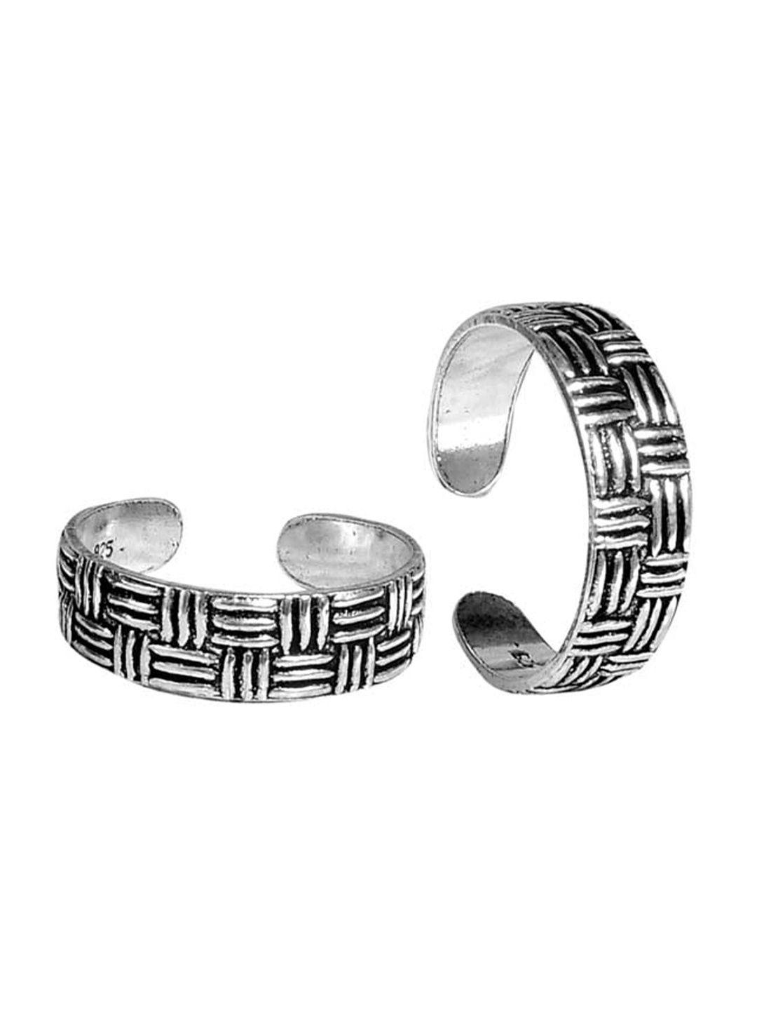 

Abhooshan Set Of 2 92.5 Sterling Silver Oxidised Adjustable Toe Rings