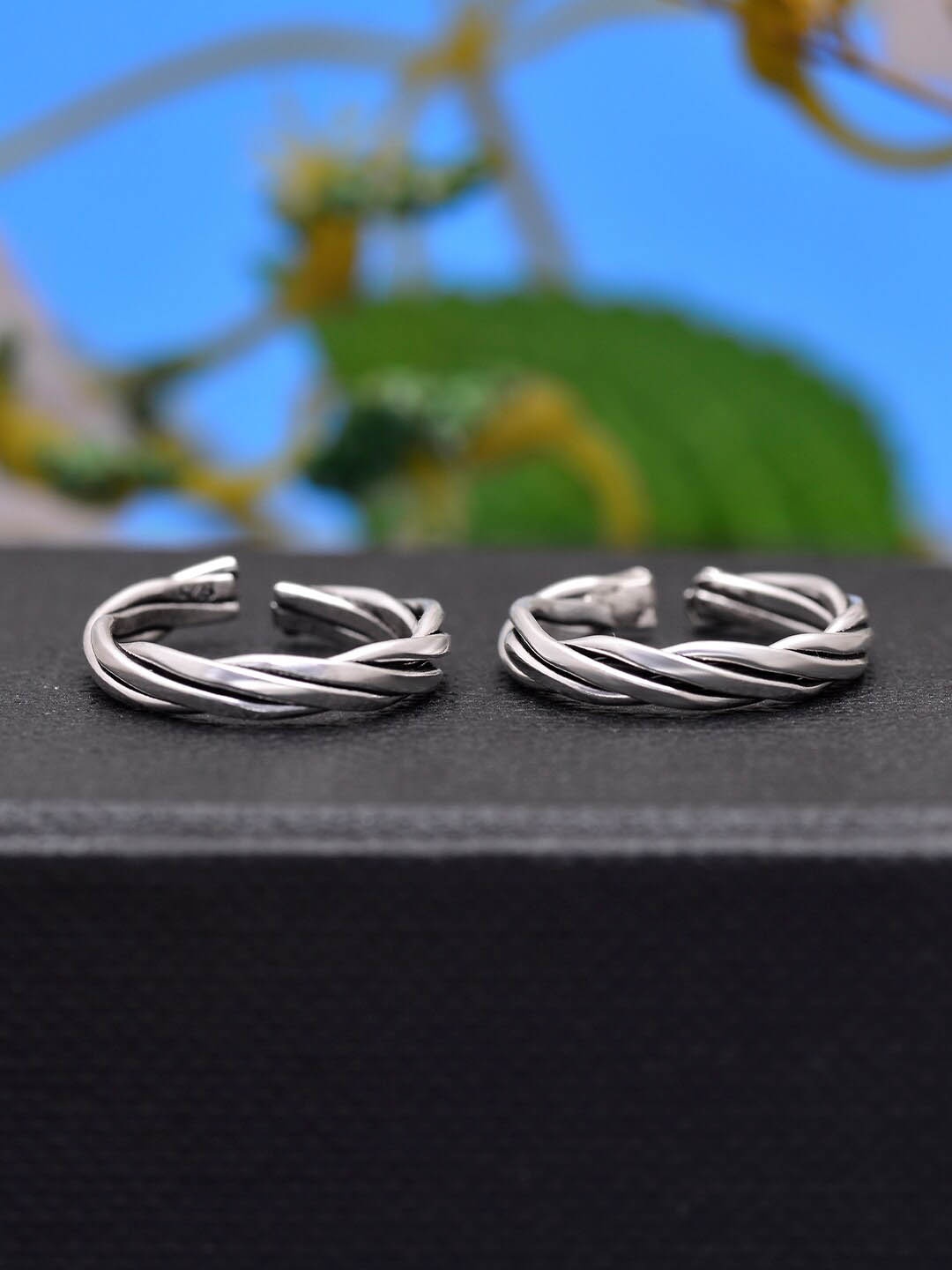 

Abhooshan Set Of 2 92.5 Sterling Silver Adjustable Toe Rings