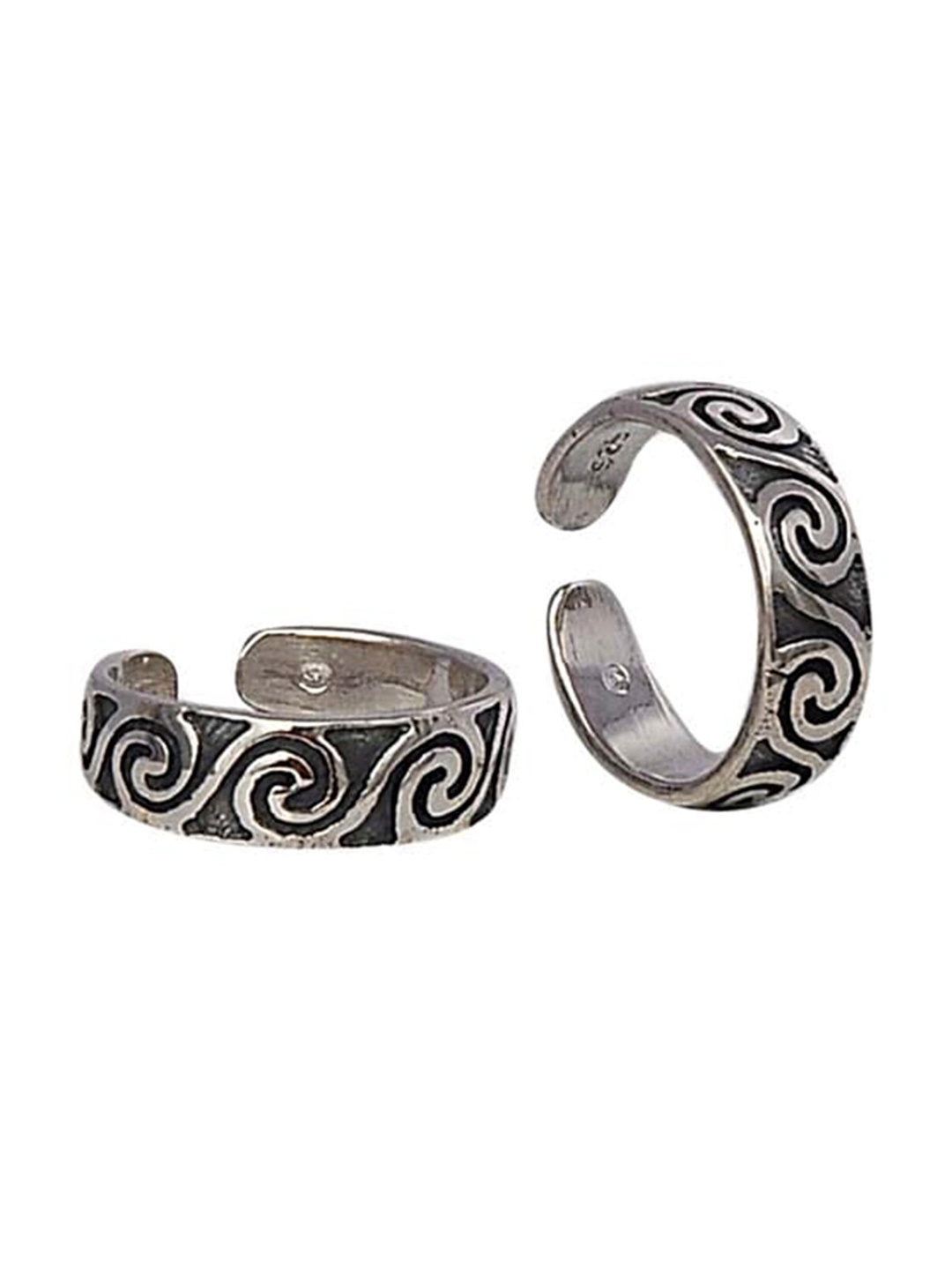 

Abhooshan Set Of 2 92.5 Sterling Silver Oxidized Adjustable Toe Rings