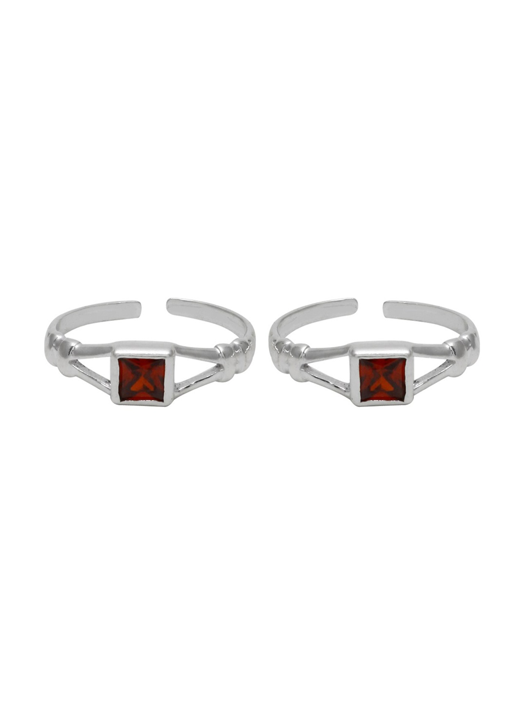 

Abhooshan Set Of 2 92.5 Sterling Silver CZ-Studded Adjustable Toe Rings