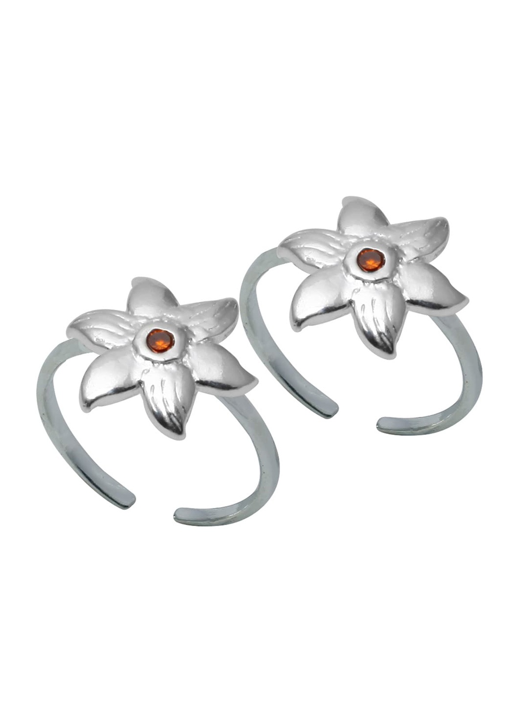 

Abhooshan 92.5 Sterling Silver CZ-Studded Adjustable Toe Rings