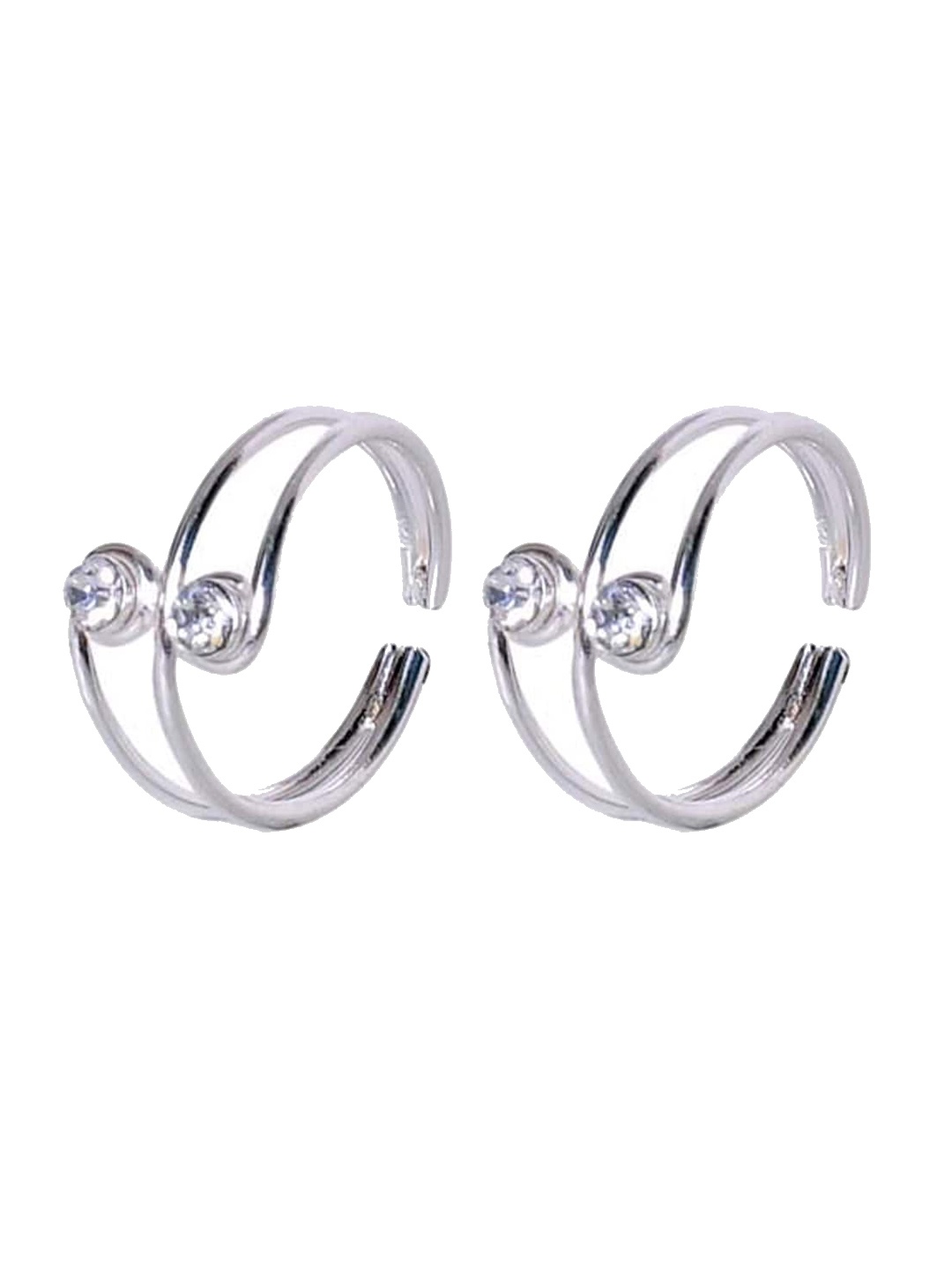

Abhooshan Set Of 2 92.5 Sterling Silver Crystal-Studded Adjustable Toe Rings
