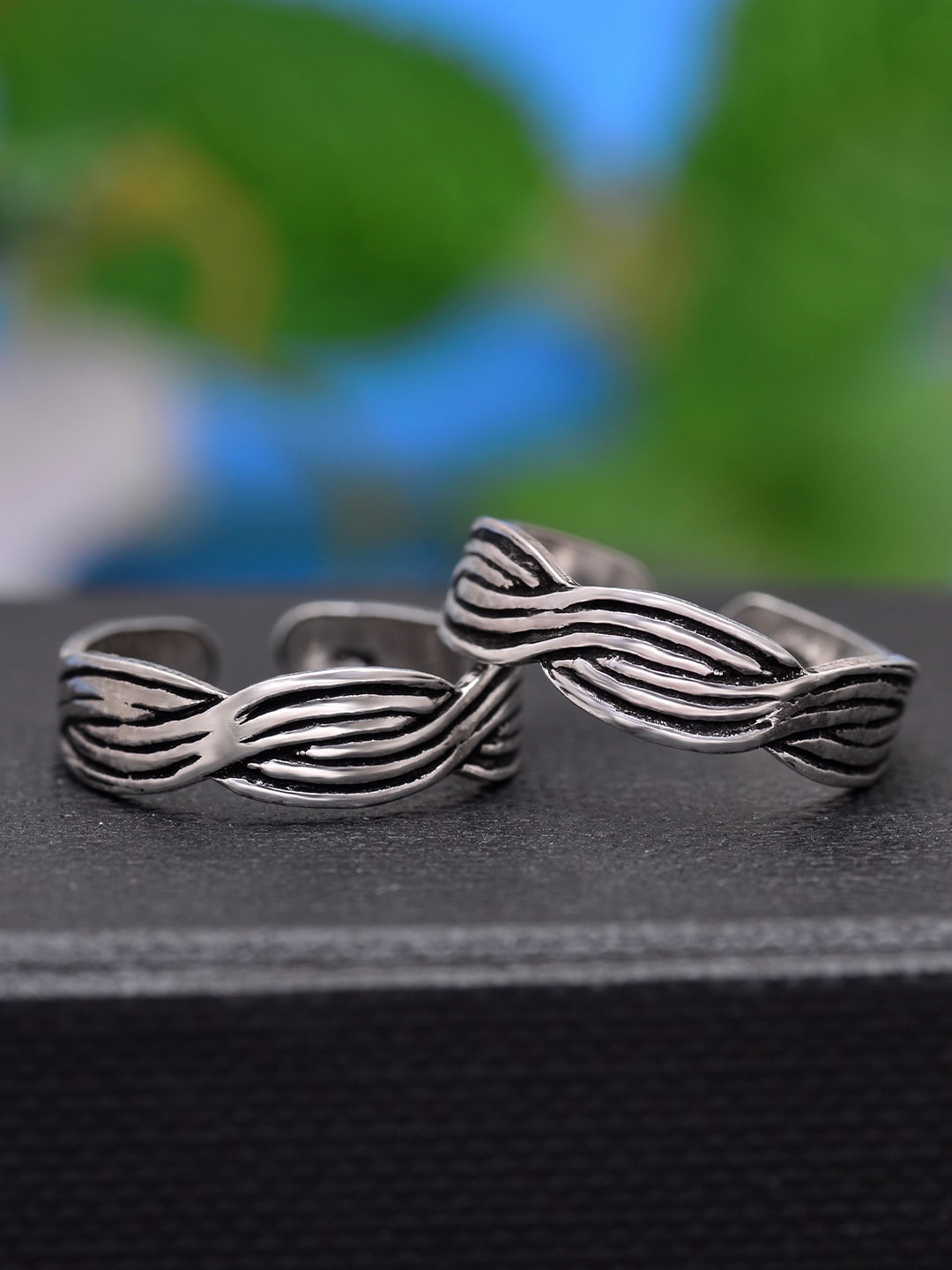 

Abhooshan Set Of 2 92.5 Sterling Silver Adjustable Toe Rings