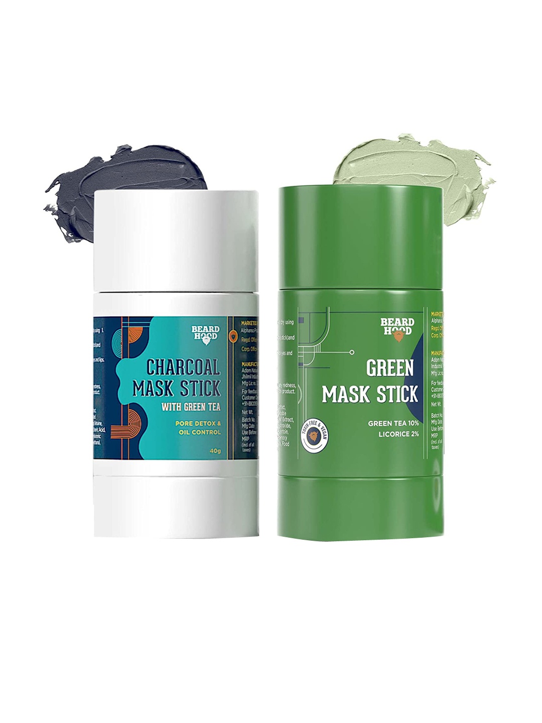 

Beardhood Set of Charcoal & Green Tea Cleansing Mask Stick - 40 g each