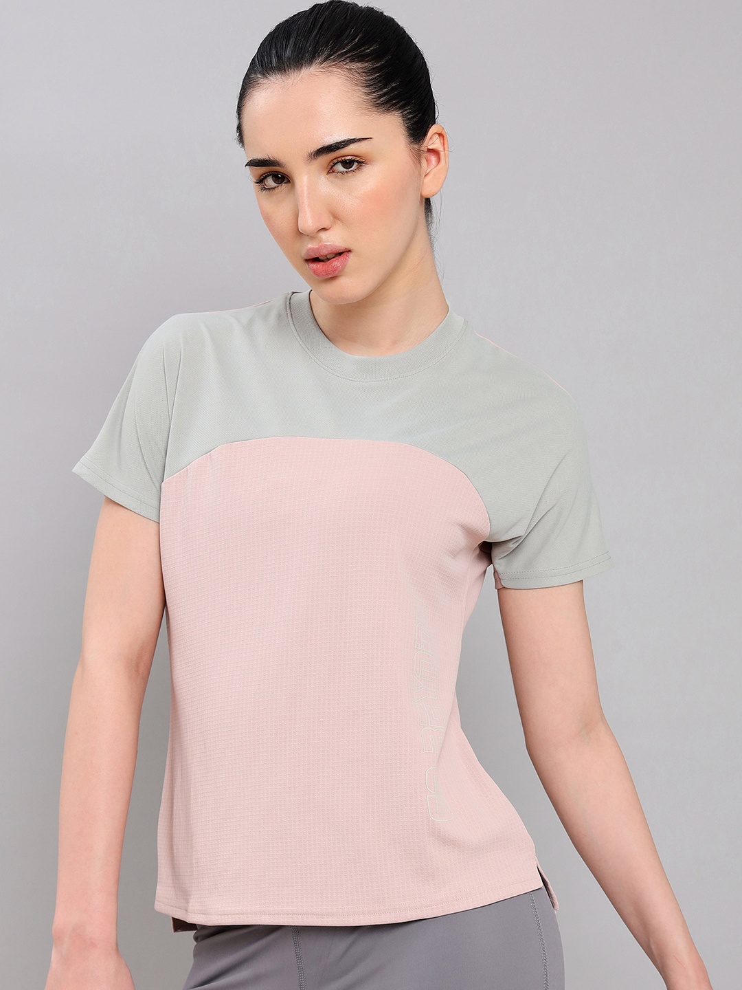 

Technosport Colourblocked Antimicrobial Slim Fit Short Length T-shirt, Pink