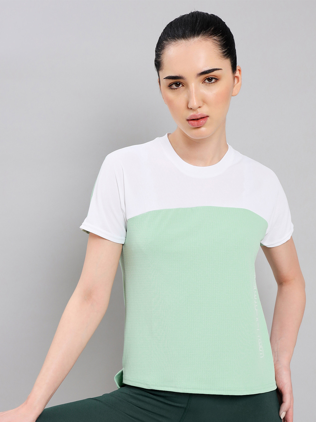 

Technosport Colourblocked Antimicrobial Slim Fit Short Length T-shirt, Sea green