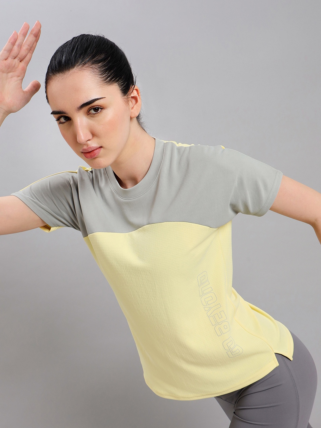 

Technosport Colourblocked Antimicrobial Slim Fit Short Length T-shirt, Yellow