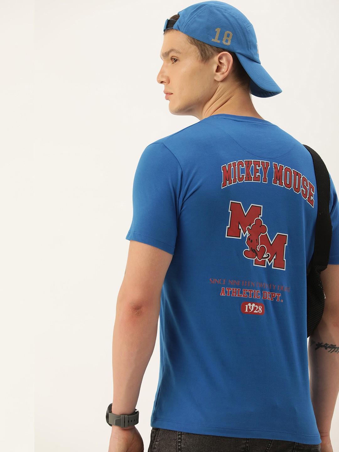 

Kook N Keech Disney Men Mickey Mouse Printed Pure Cotton T-shirt, Blue
