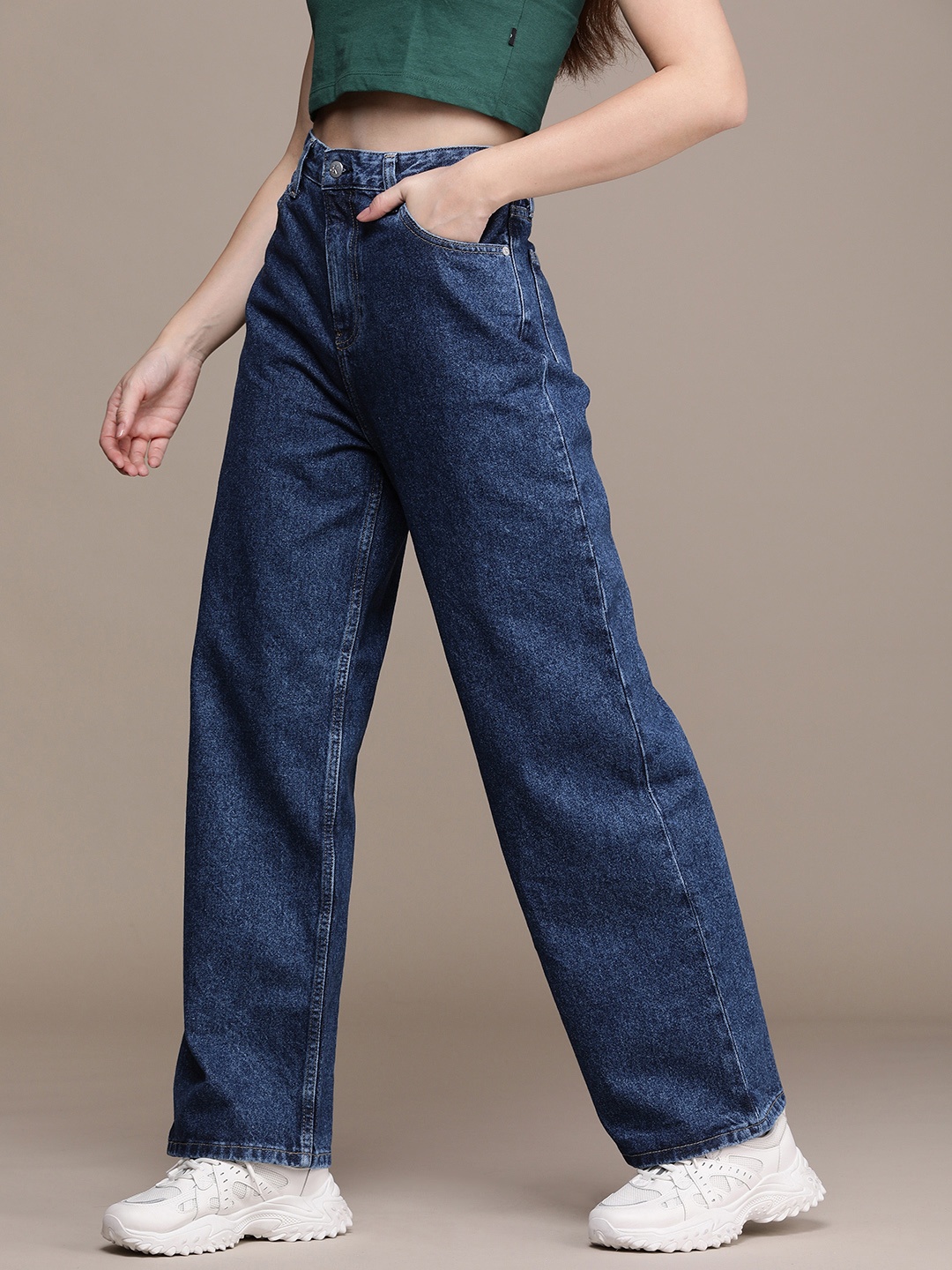 

Calvin Klein Jeans Women Pure Cotton Relaxed Fit High-Rise Casual Jeans, Blue