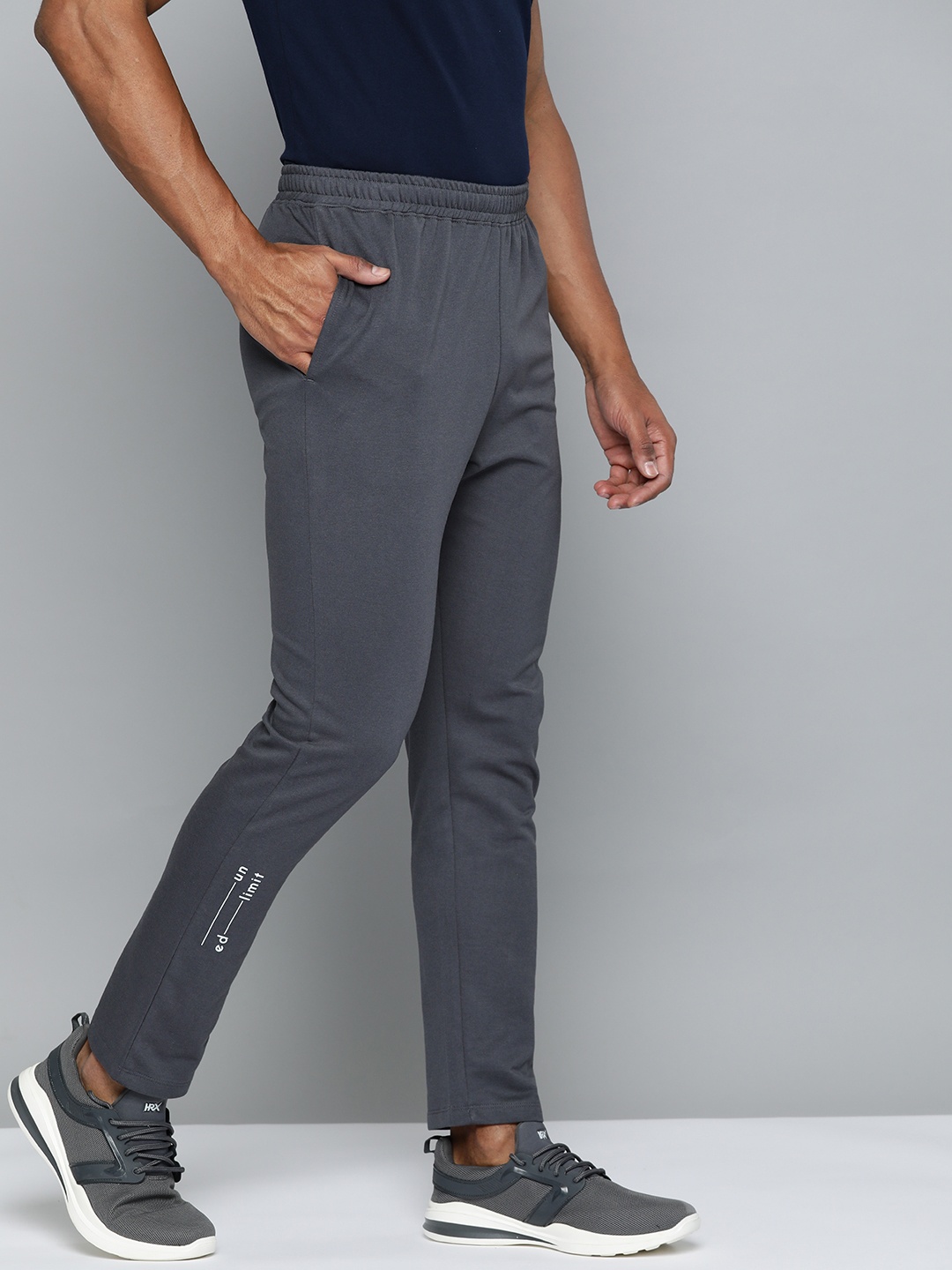 

HRX by Hrithik Roshan Men Lifestyle Bio Wash Typography Printed Sports Track Pants, Charcoal