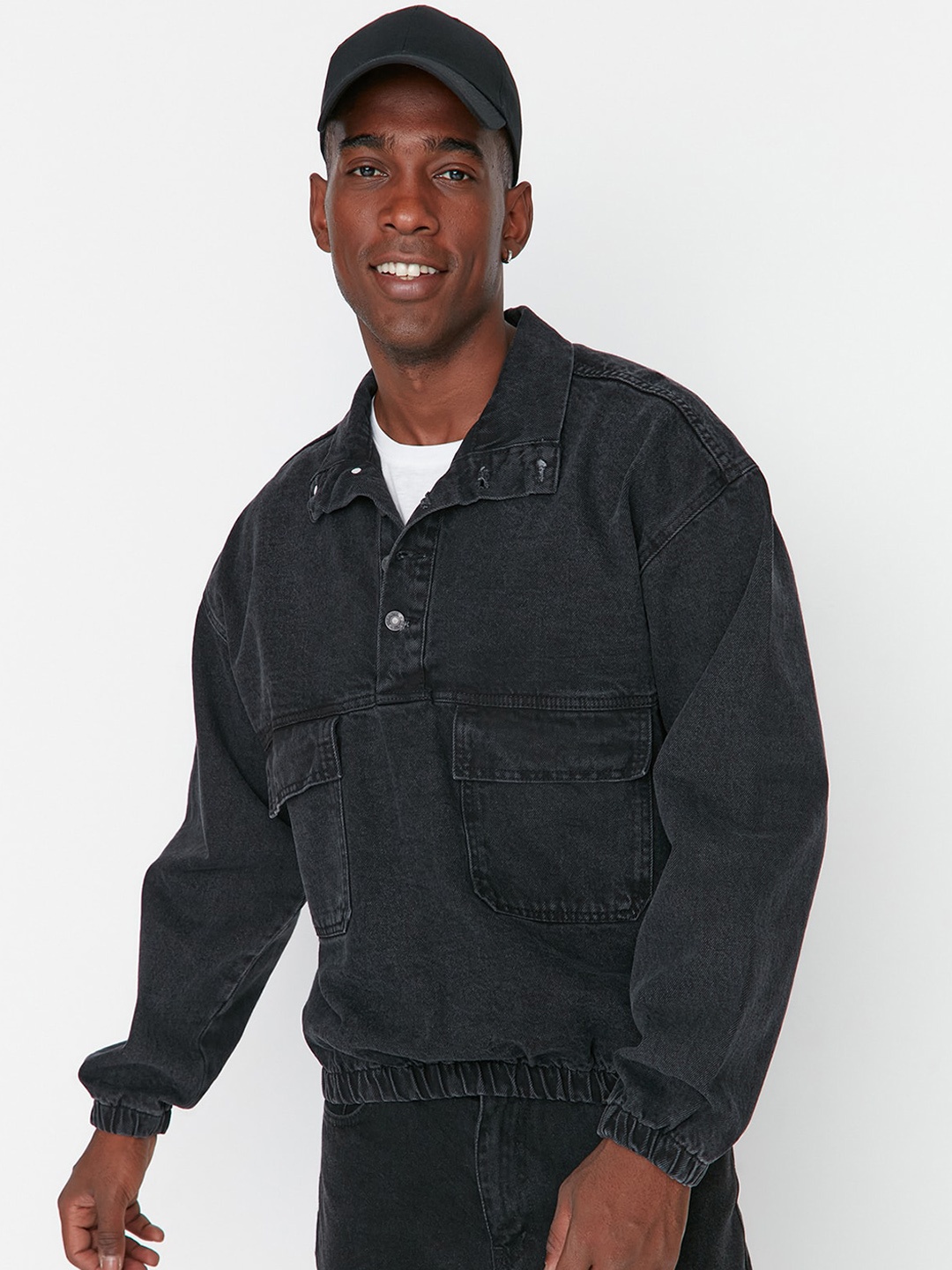 

Trendyol Washed Pure Cotton Denim Jacket, Black