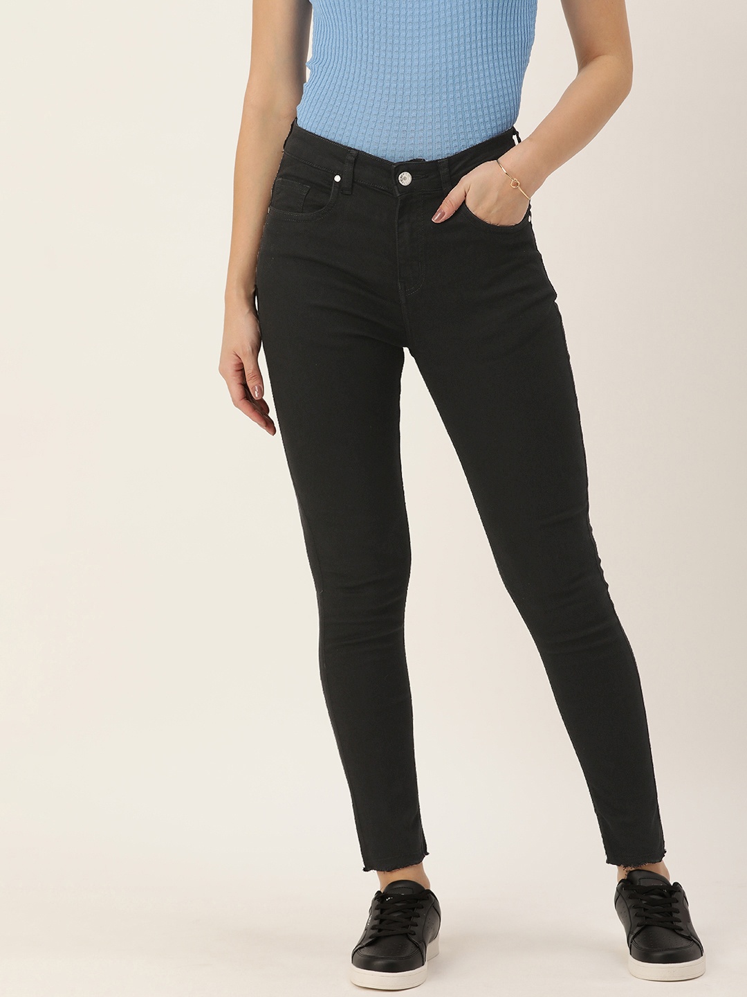 

AND Women Stretchable Mid-Rise Jeans, Black