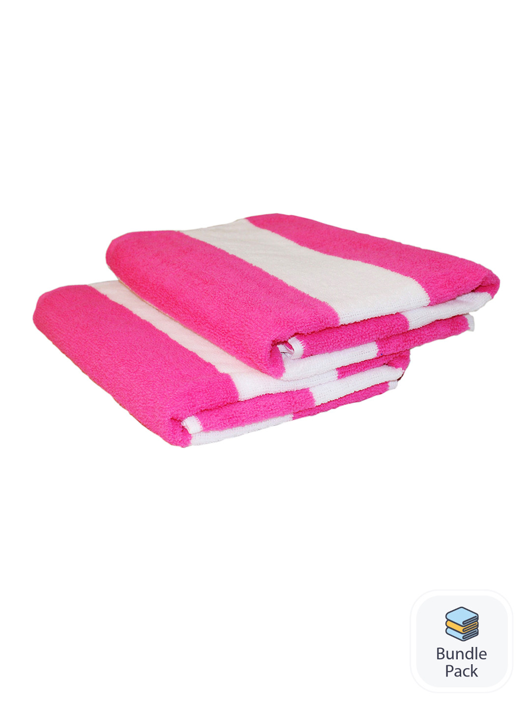 

Lushomes 2-Pcs Fuchsia Pink & White Striped 225 GSM Bath Towels