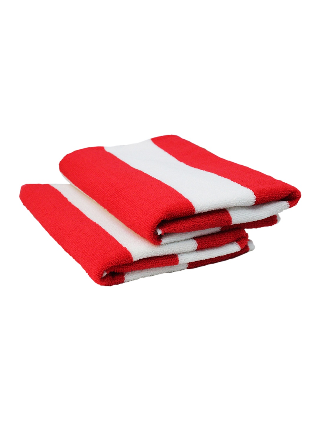 

Lushomes 2-Pcs Red & White Striped Microfiber Large Bath Towels