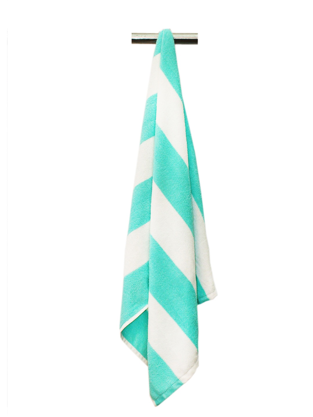 

Lushomes 2-Pcs White & Sea Green Striped 225 GSM Bath Towels
