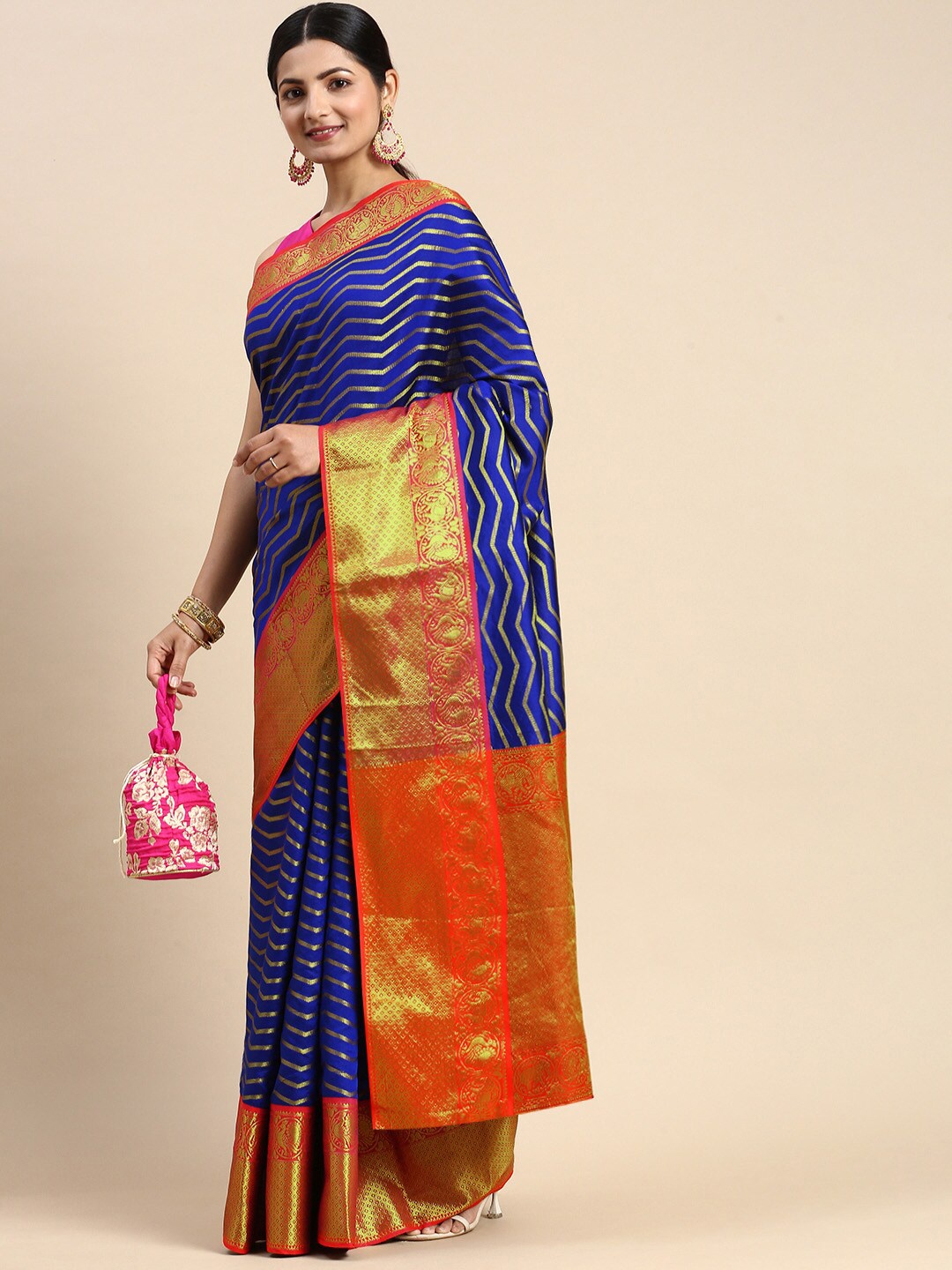 

Anaita Woven Design Zari Pure Silk Banarasi Saree, Blue