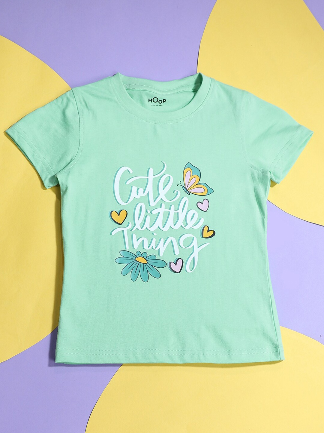 

Hoop Girls Typography Printed Cotton T-shirt, Sea green
