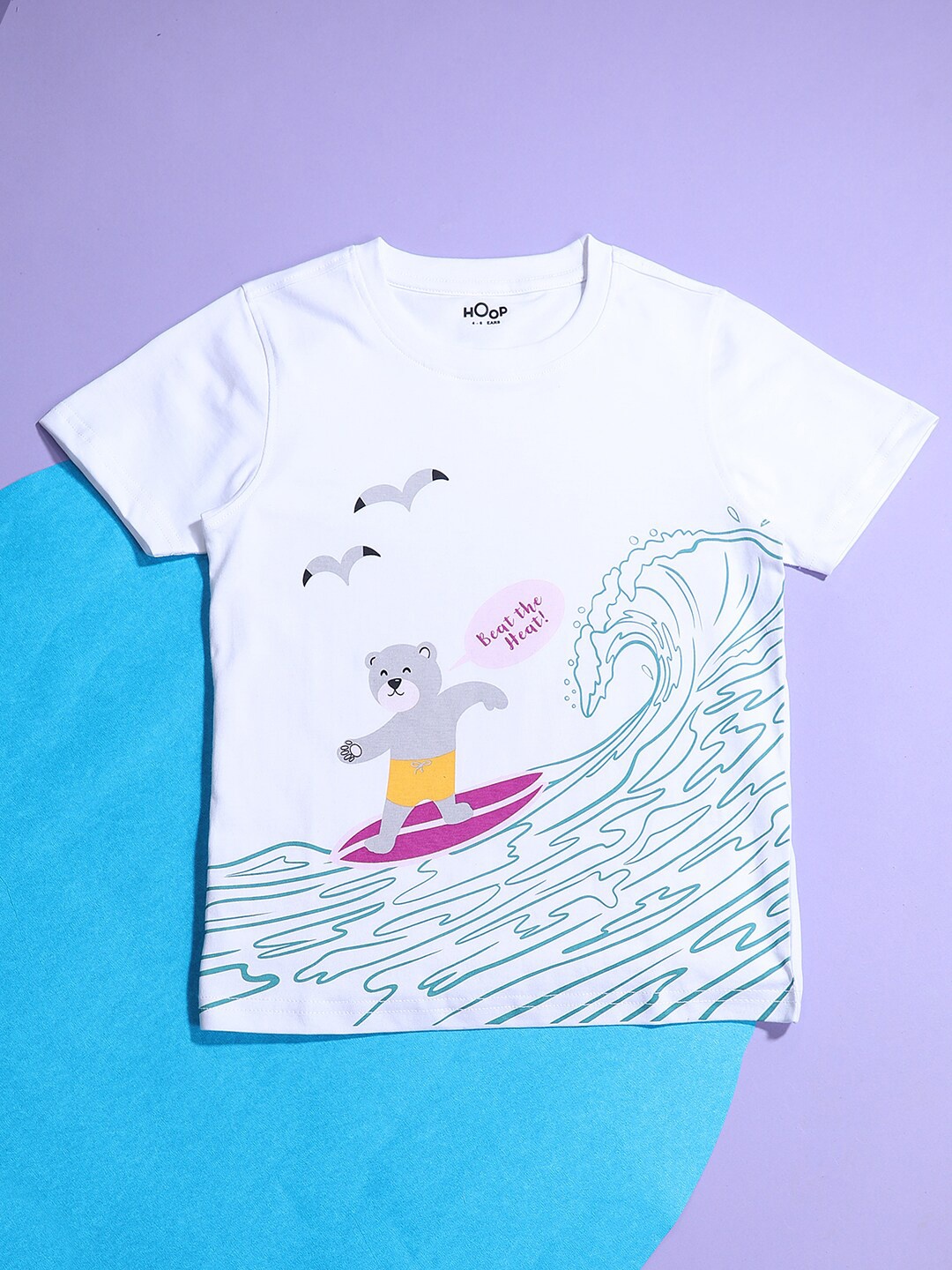 

Hoop Boys Graphic Printed Round Neck Cotton T-shirt, White