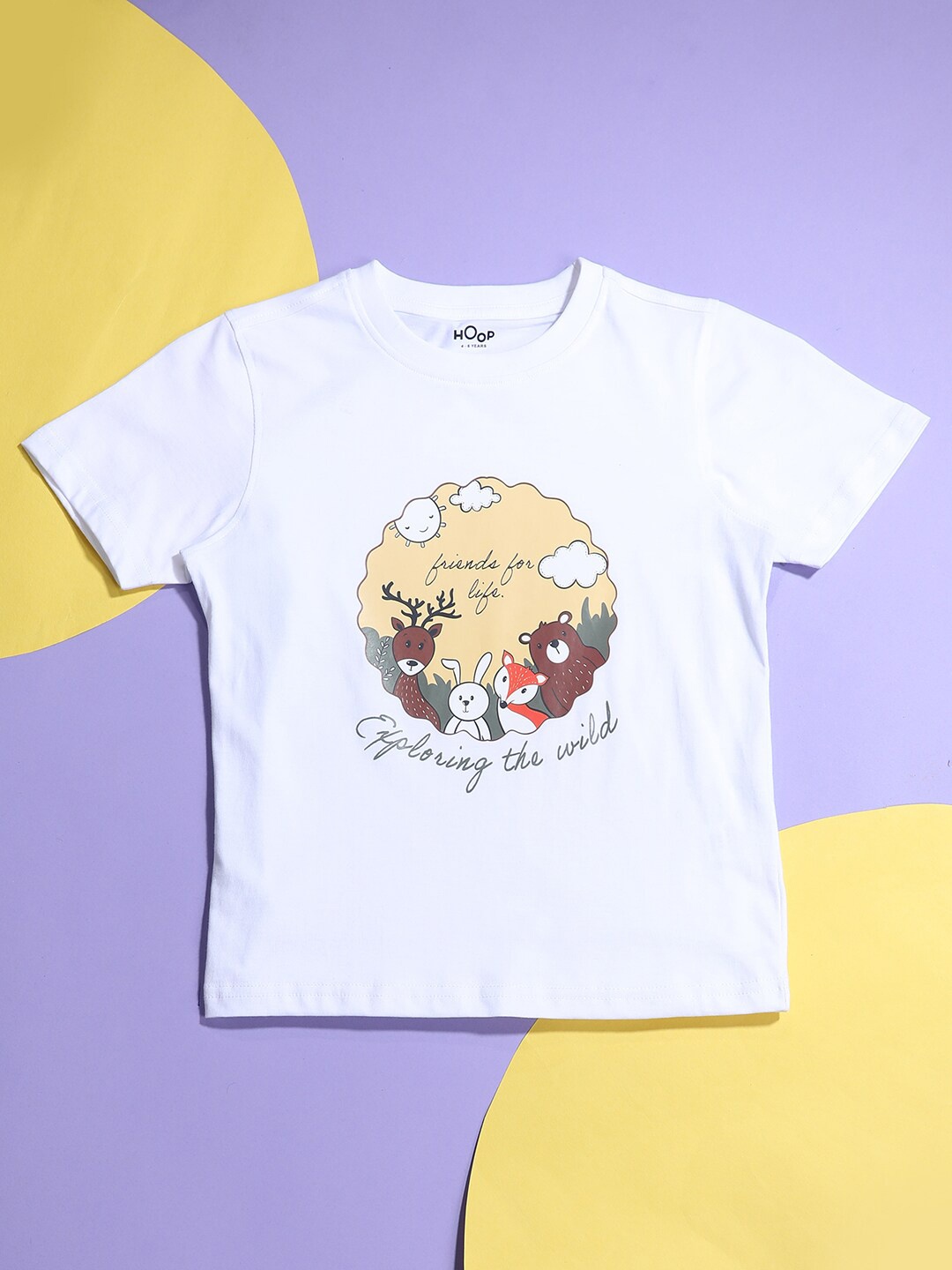 

Hoop Boys Graphic Printed Cotton T-shirt, White