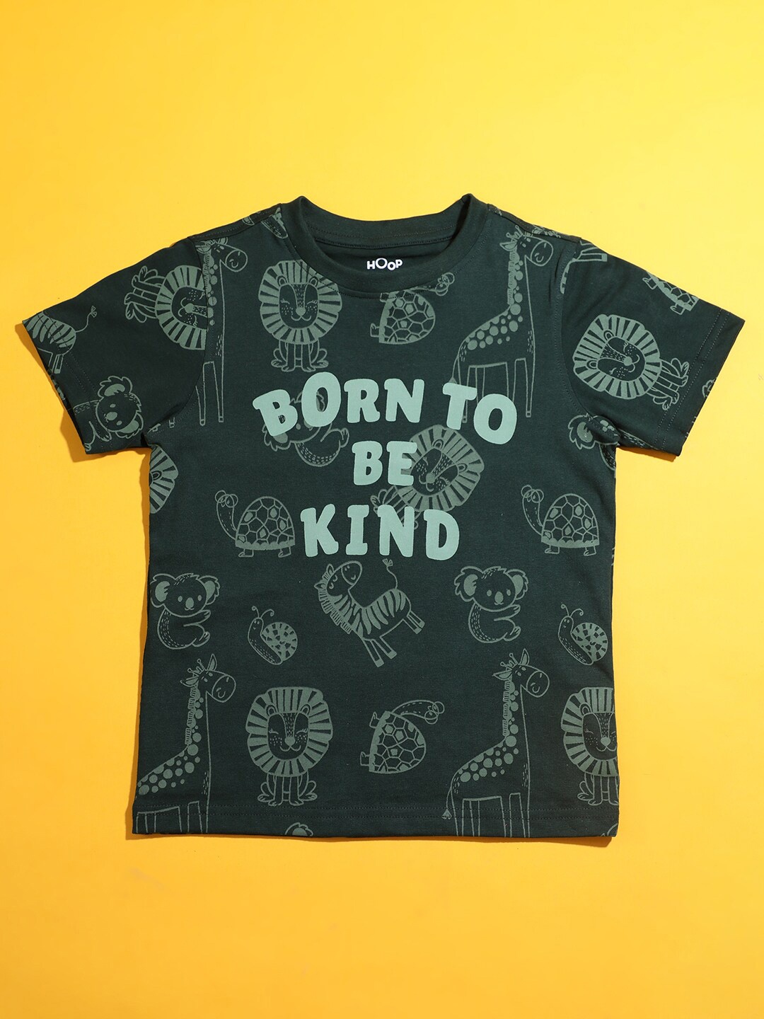 

Hoop Boys Conversational Printed Cotton T-shirt, Green