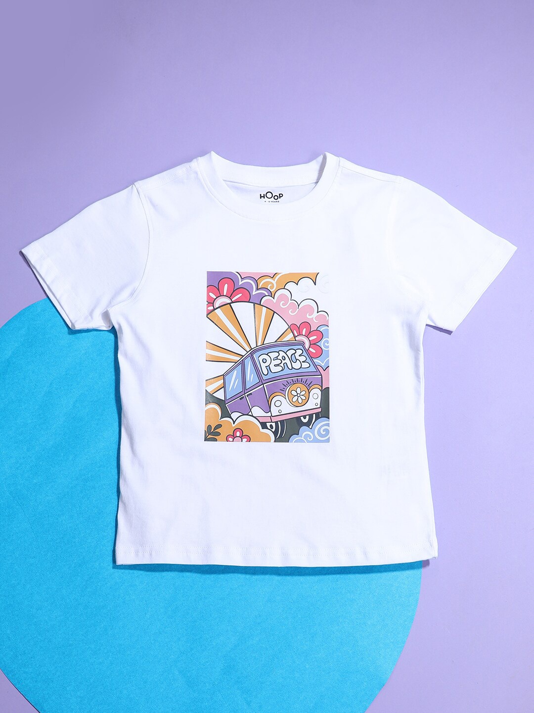 Hoop Boys Graphic Printed Round Neck Cotton T-shirt, White