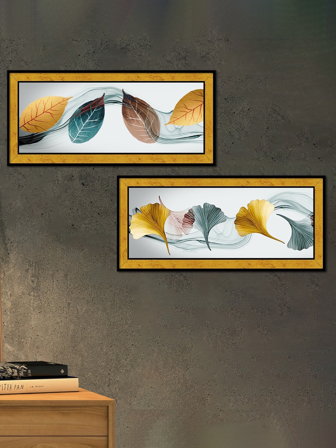 

Art Street Blue 2 Pieces Floating Leaf Printed Framed Wall Arts