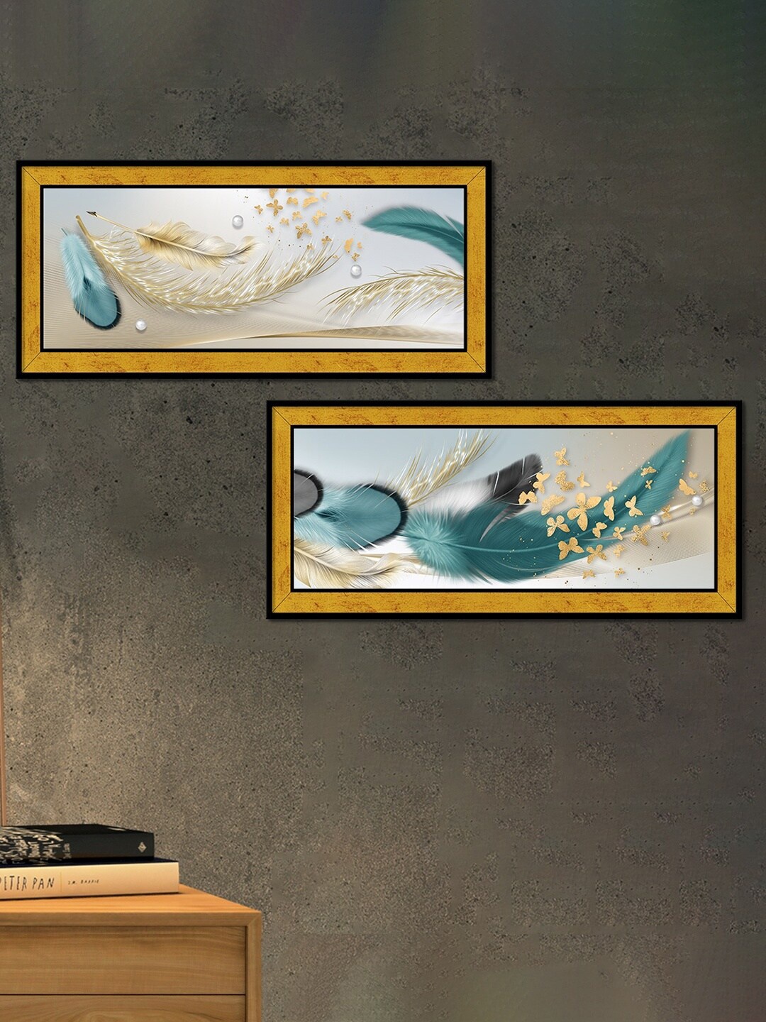 

Art Street Blue & Black 2 Pieces Abstract Floating Feather Framed Wall Arts