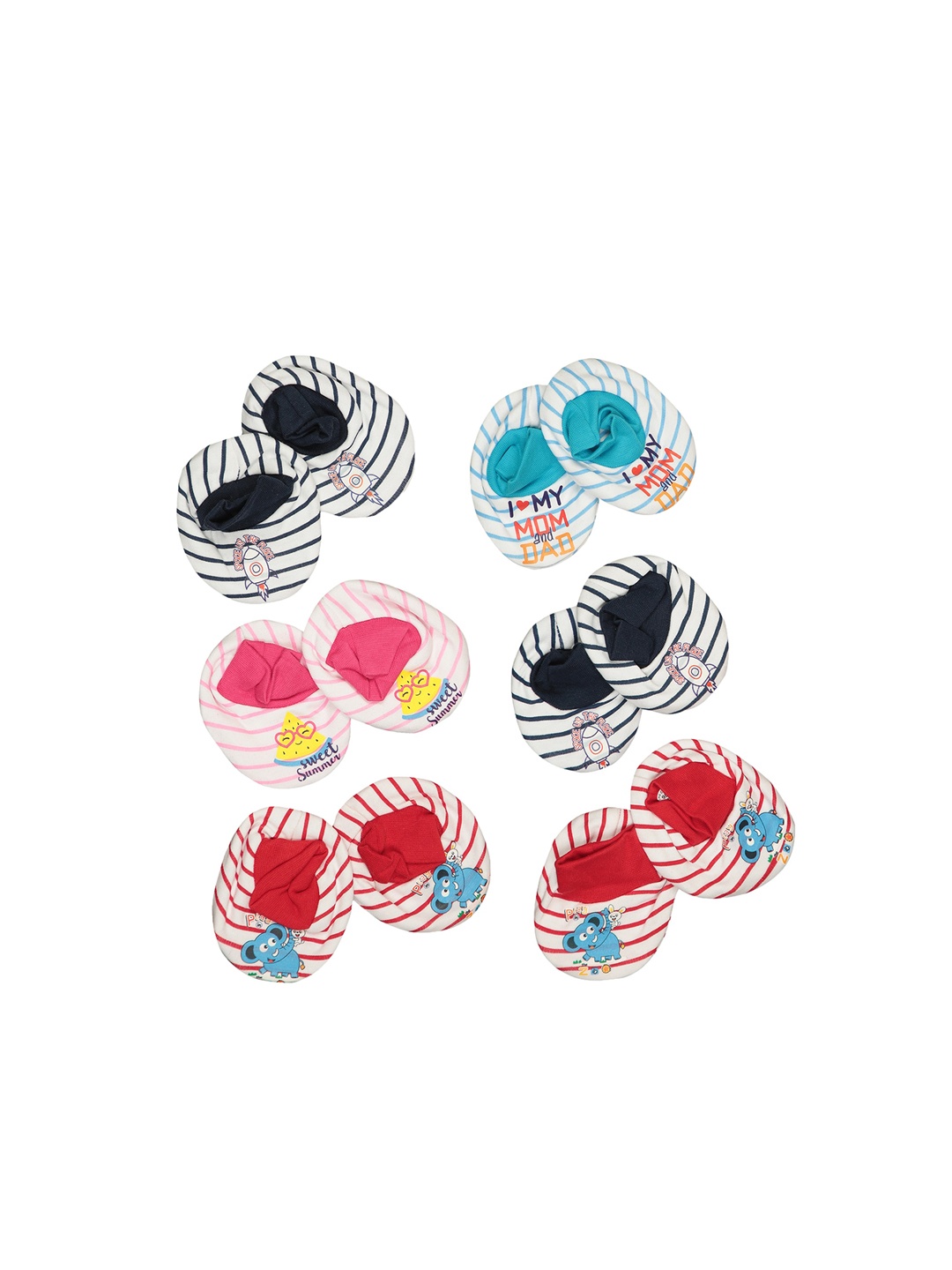 

Bodycare Infants Set Of 6 Striped Cotton Socks Booties, White