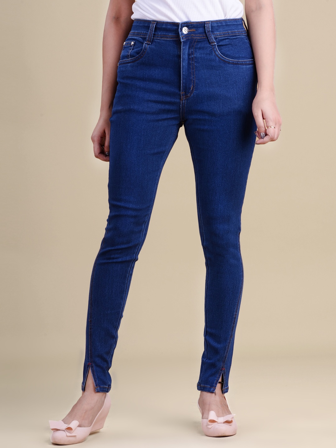 

Quassia Women Skin Tight Skinny Fit High-Rise Bleached Stretchable Jeans, Blue