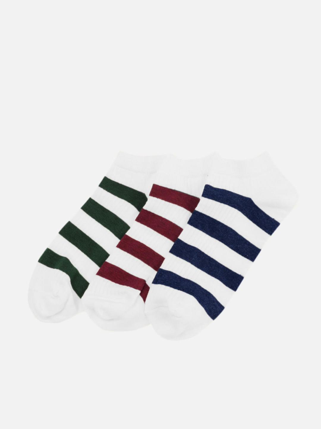 

Trendyol Men Pack Of 3 Striped Ankle-Length Socks, White