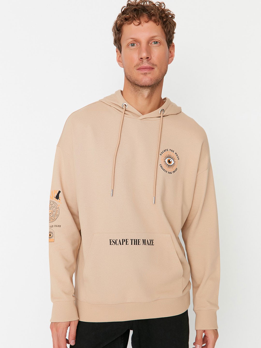 

Trendyol Men Pure Cotton Pullover Sweatshirt, Beige