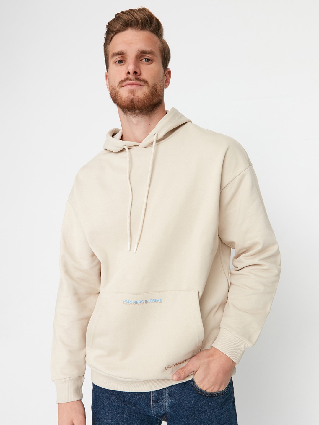

Trendyol Men Hooded Regular Sweatshirt, Cream