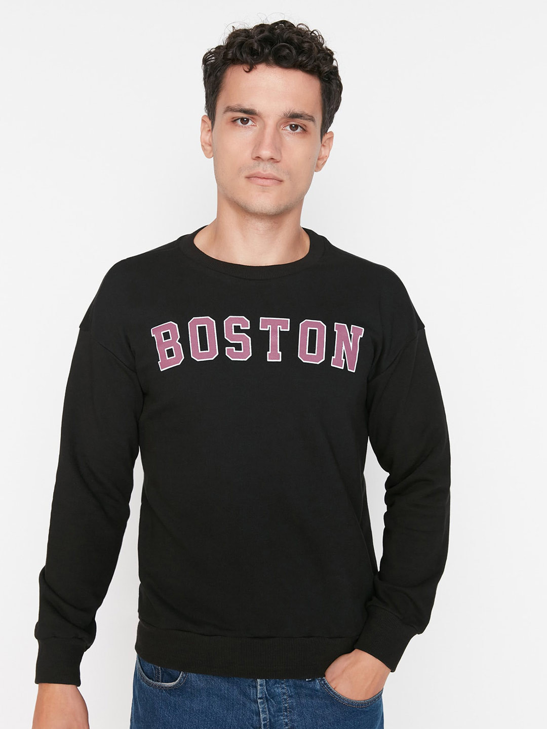 

Trendyol Typography Printed Pullover Sweatshirt, Black