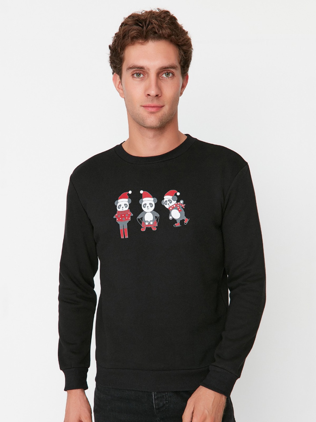 

Trendyol Graphic Printed Pullover Pure Cotton Sweatshirt, Black
