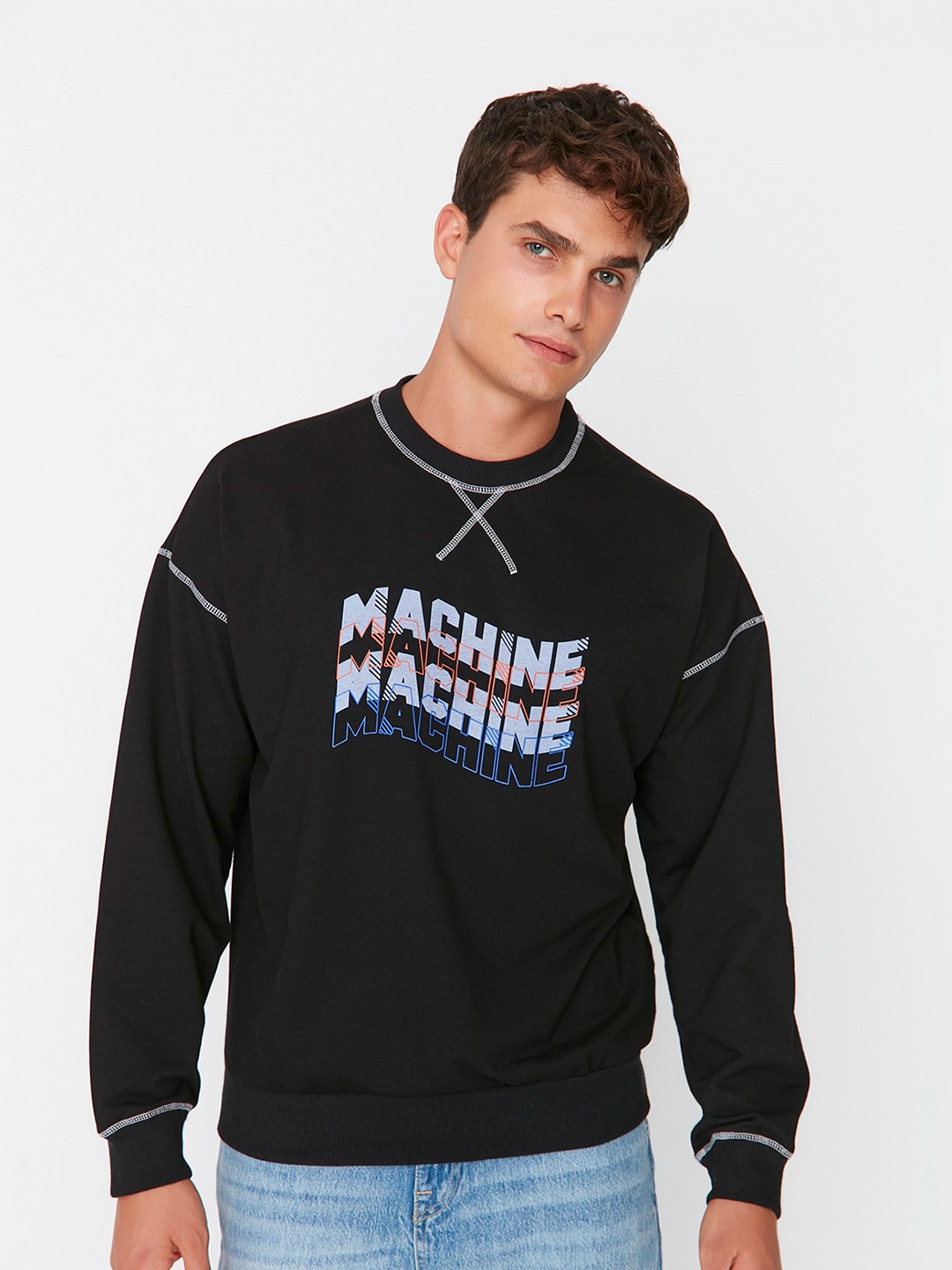 

Trendyol Typography Printed Pullover Sweatshirt, Black