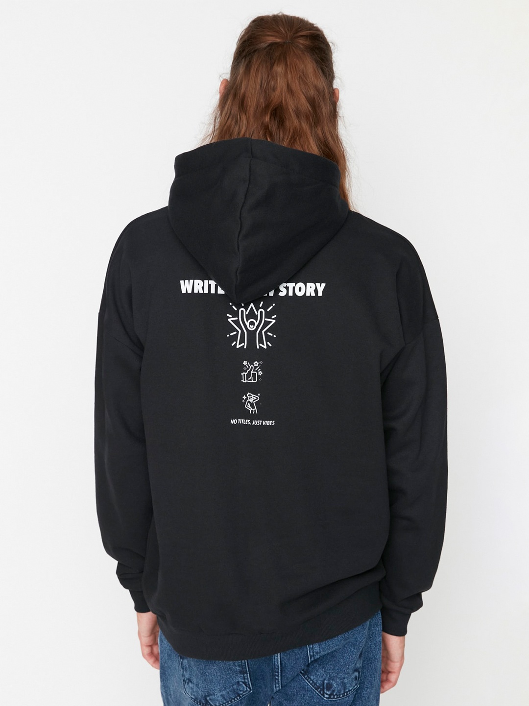

Trendyol Typography Printed Hooded Pullover Sweatshirt, Black