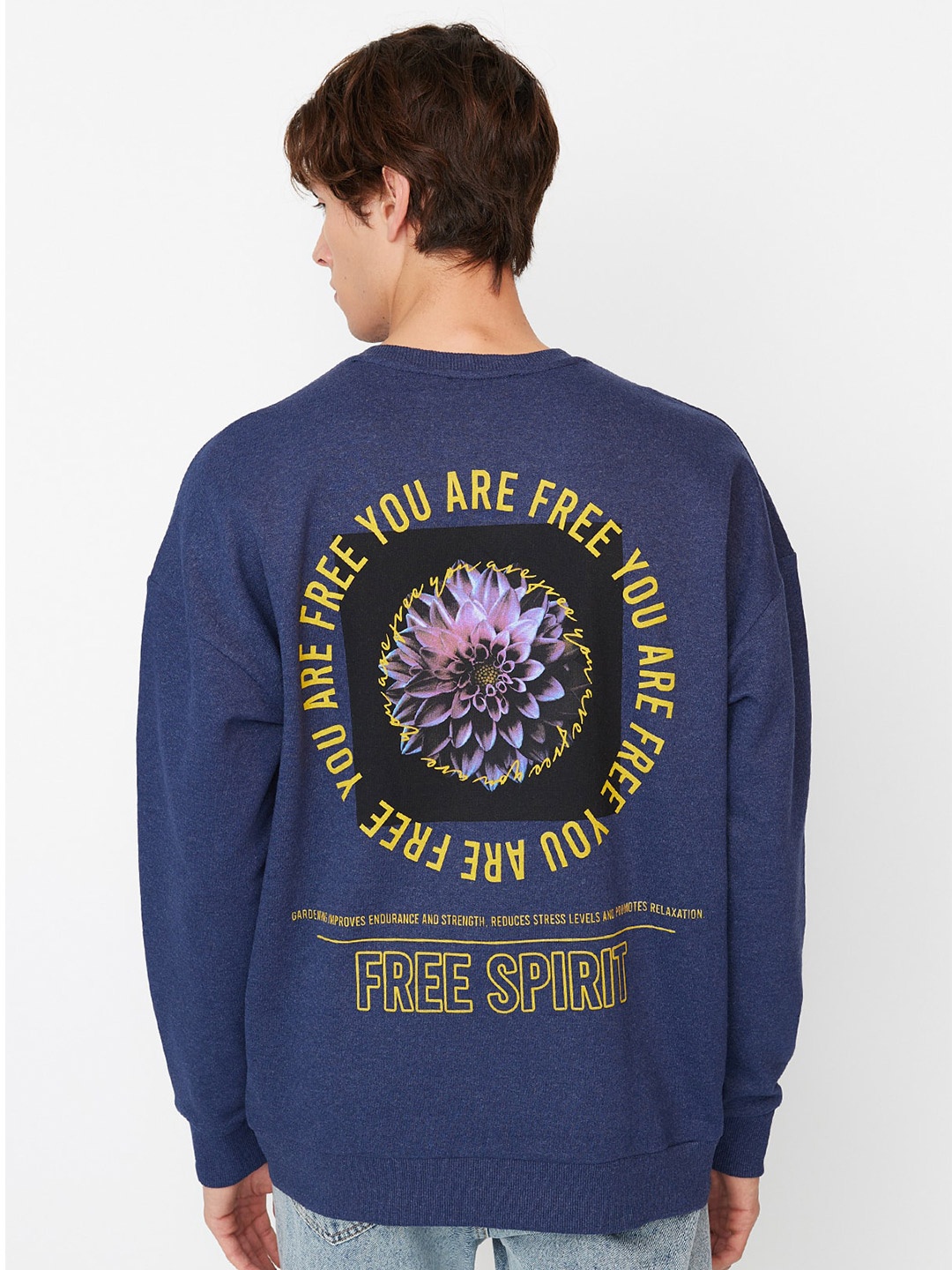 

Trendyol Typography Printed Pullover Sweatshirt, Blue