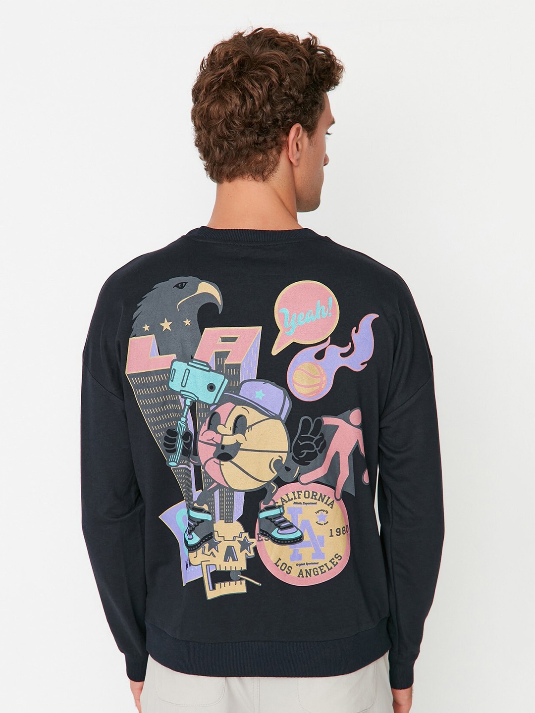 

Trendyol Graphic Printed Pullover Sweatshirt, Navy blue
