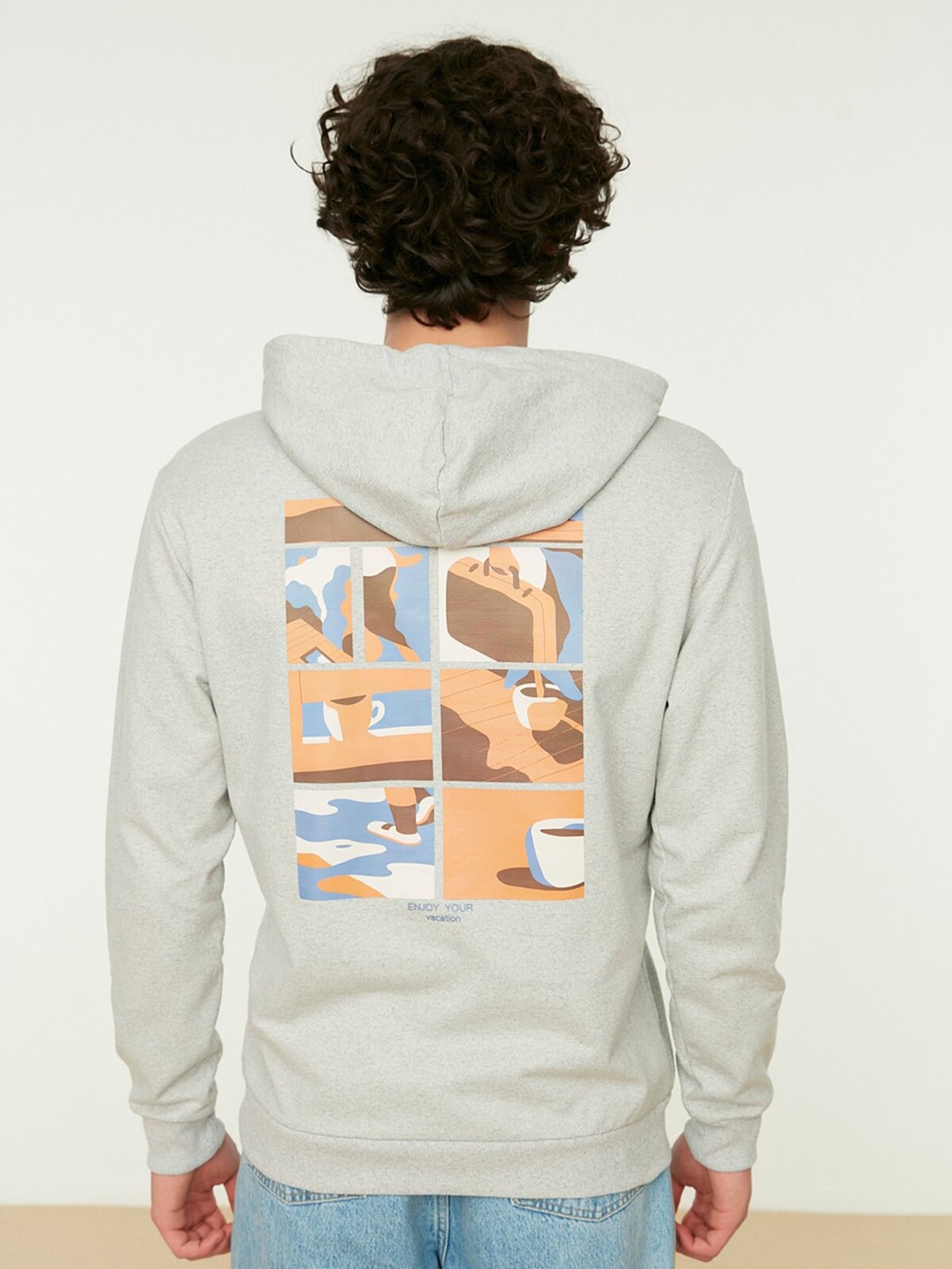 

Trendyol Graphic Printed Hooded Pullover Sweatshirt, Grey