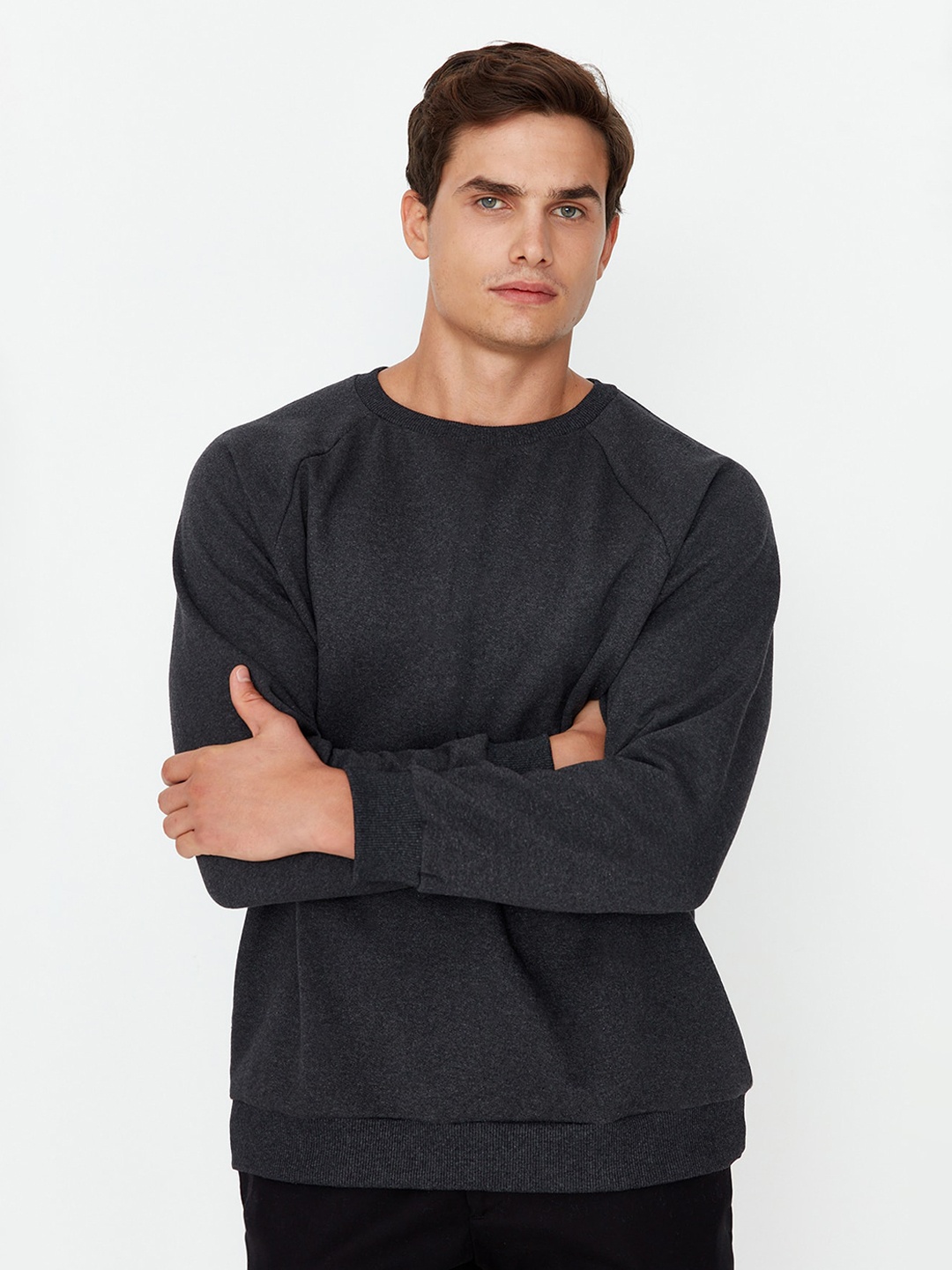 

Trendyol Round Neck Pullover Sweatshirt, Grey