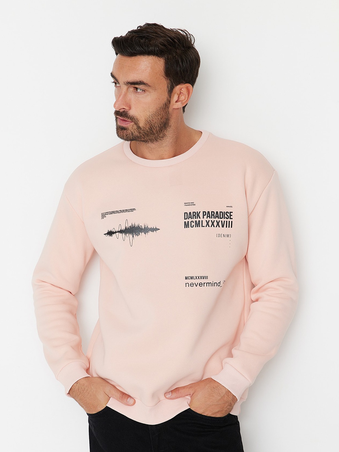 

Trendyol Typography Printed Pullover Sweatshirt, Peach