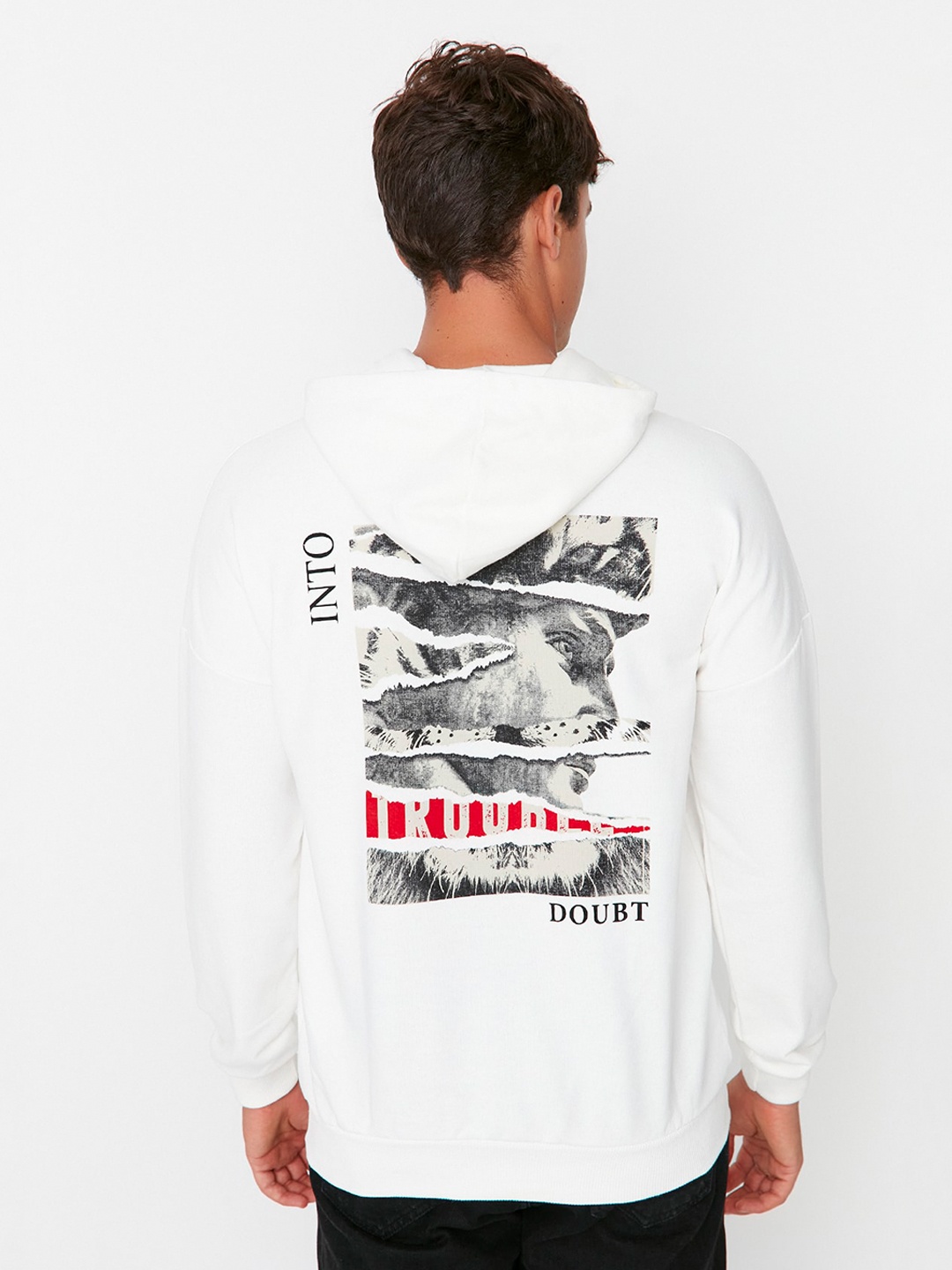 

Trendyol Graphic Printed Hoodie Pullover Sweatshirt, White