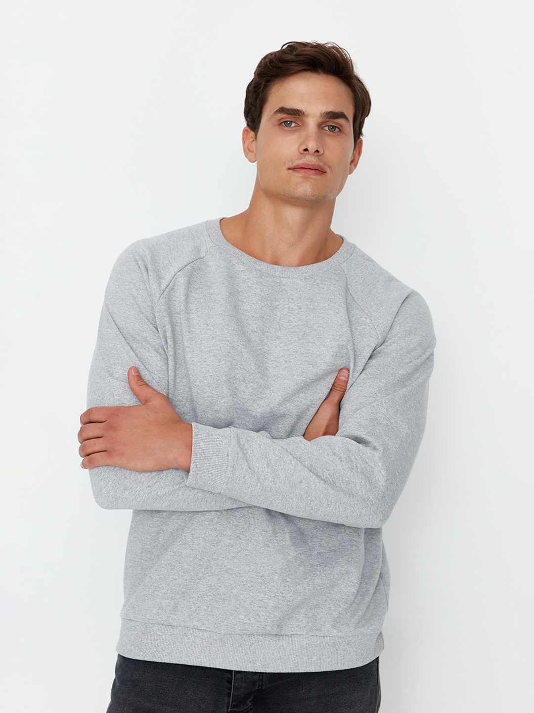 

Trendyol Round Neck Pullover Sweatshirt, Grey