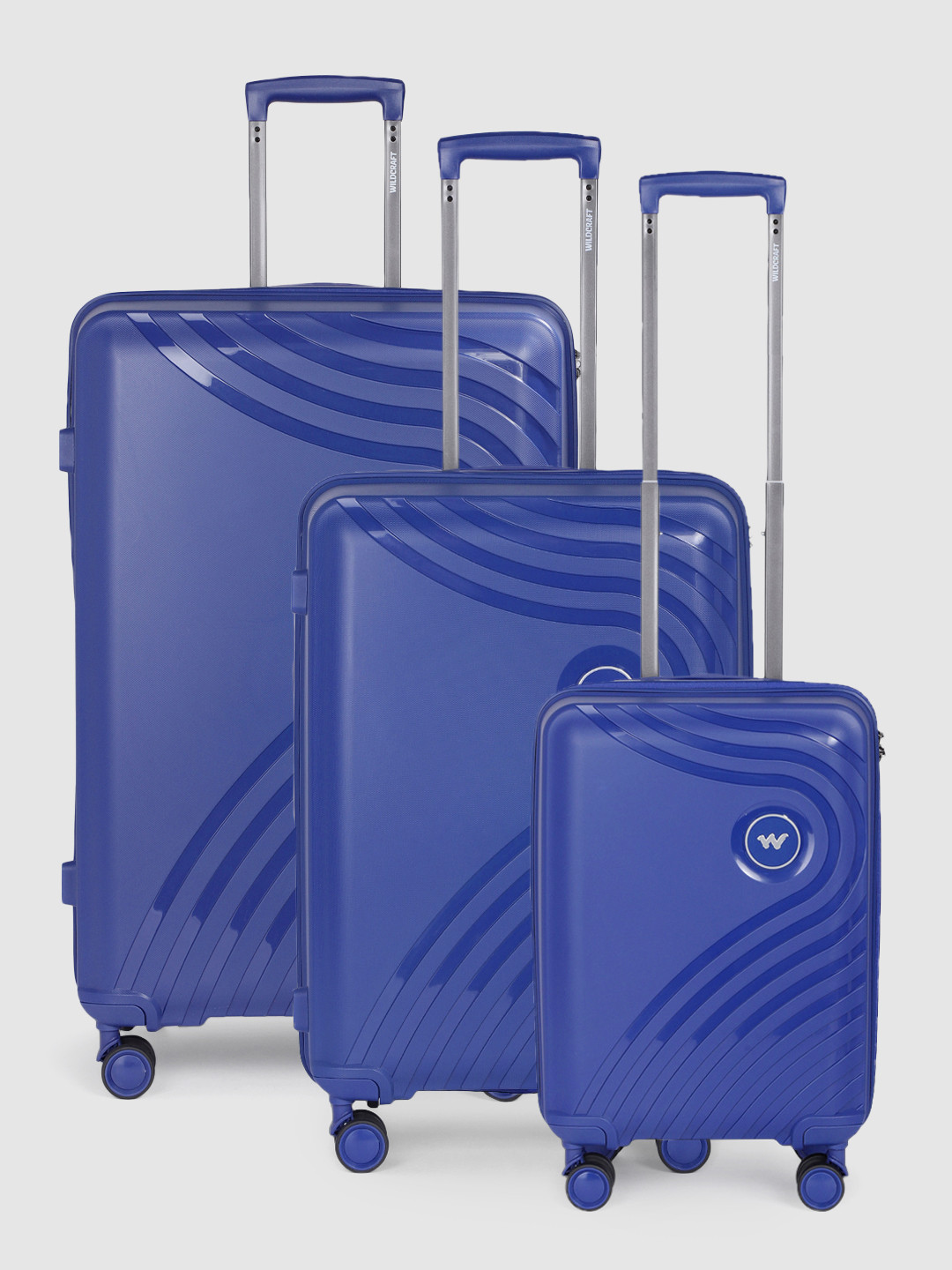

Wildcraft Onyx Set of 3 Trolley Suitcases - Cabin, Medium & Large, Blue