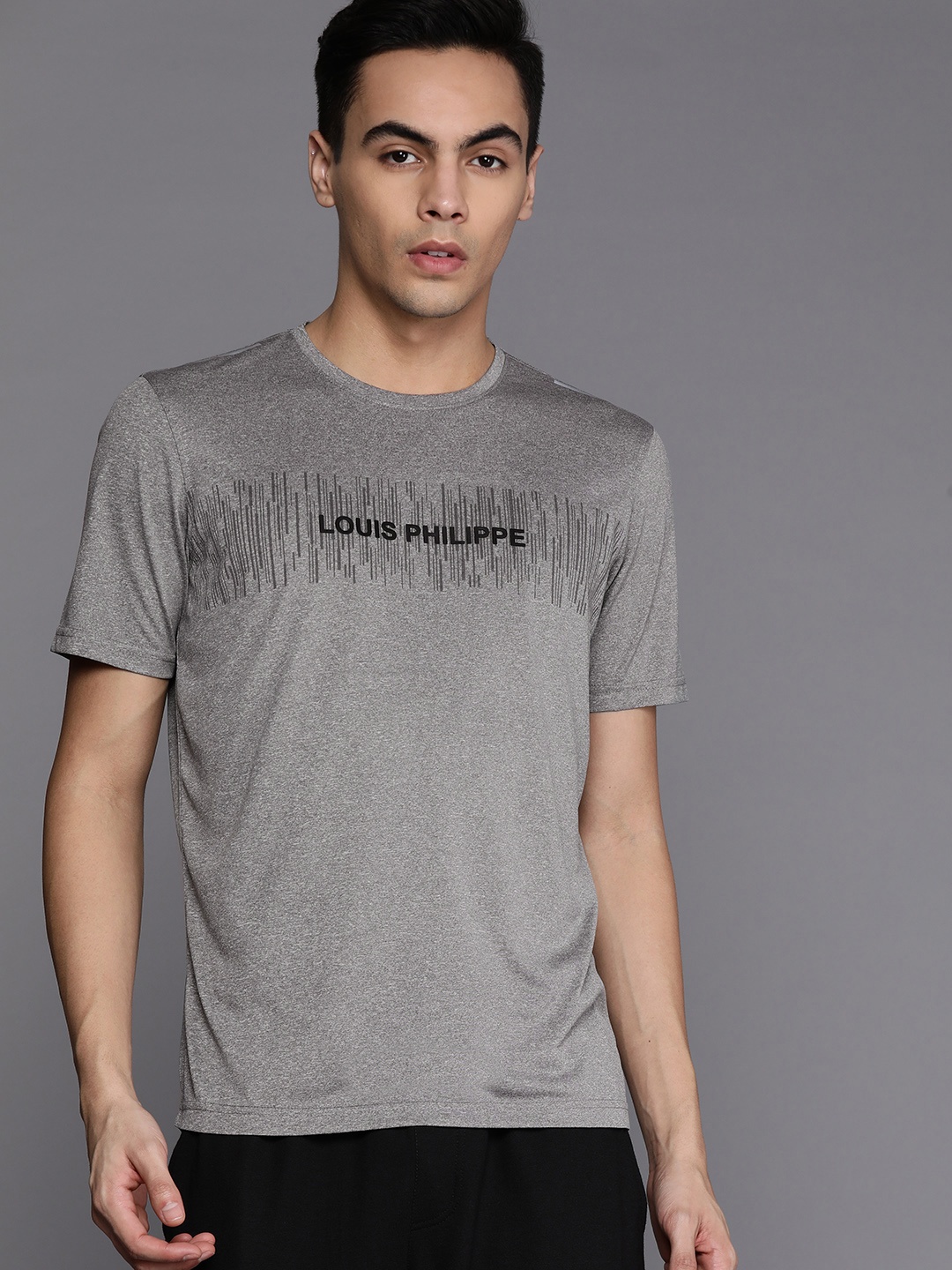 

Louis Philippe ATHPLAY Men Brand Logo Printed Slim Fit T-shirt, Grey