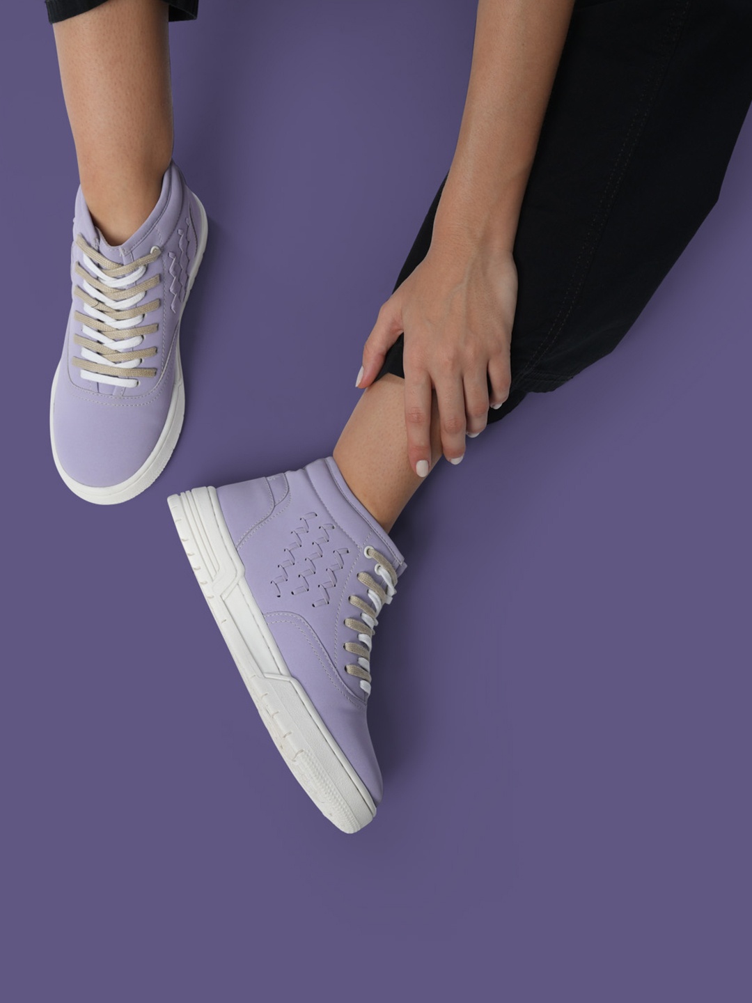

SOLETHREADS REBEL Women TWIST High-Top Twist Pattern Sneakers, Lavender