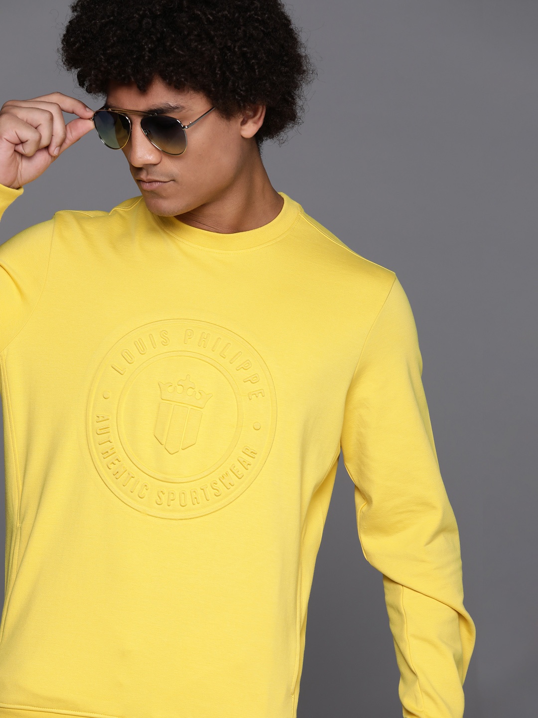 

Louis Philippe Sport Men Embossed Sweatshirt, Yellow