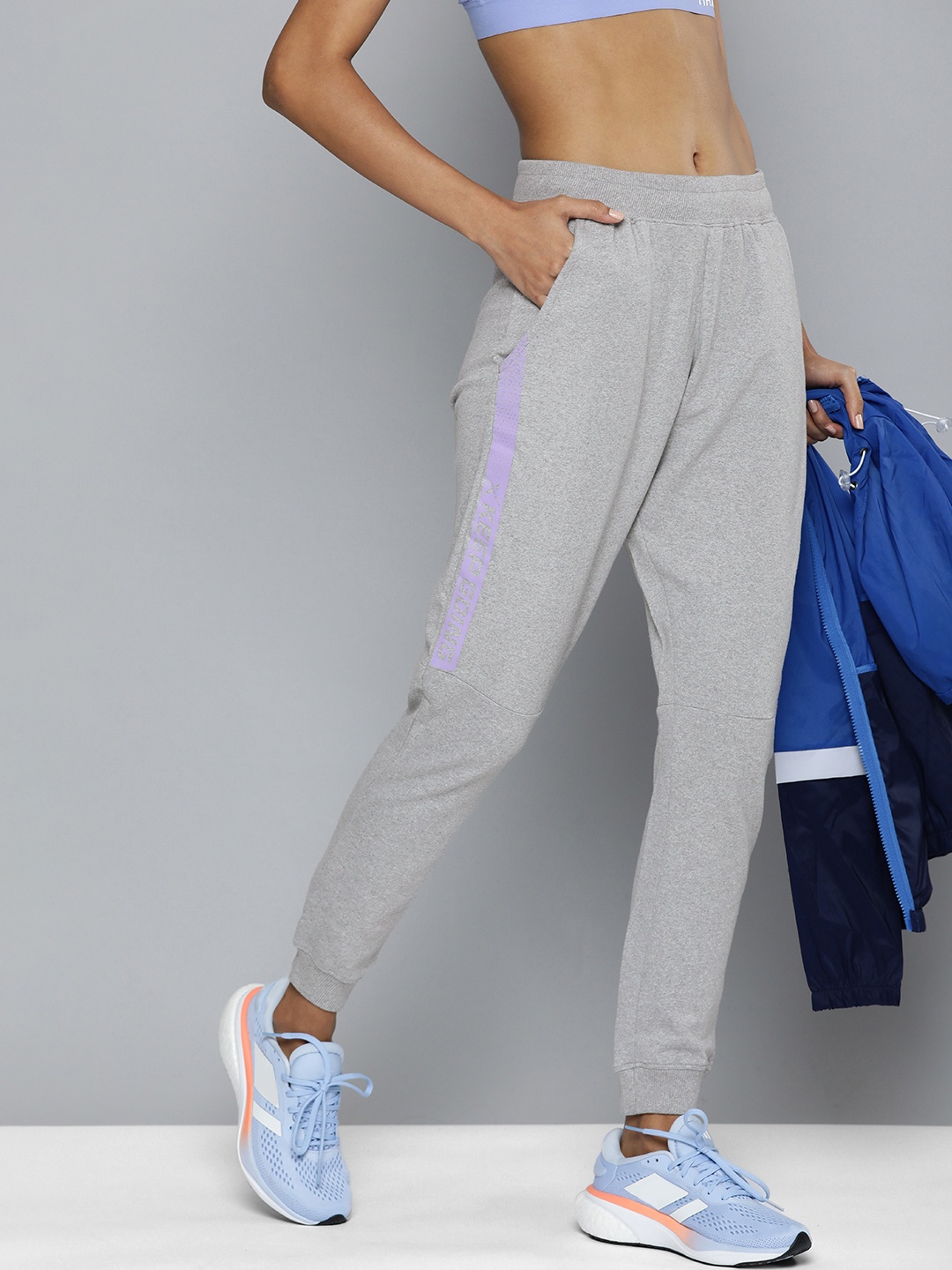 

HRX by Hrithik Roshan Women Graphic Printed Regular Fit Joggers, Grey melange