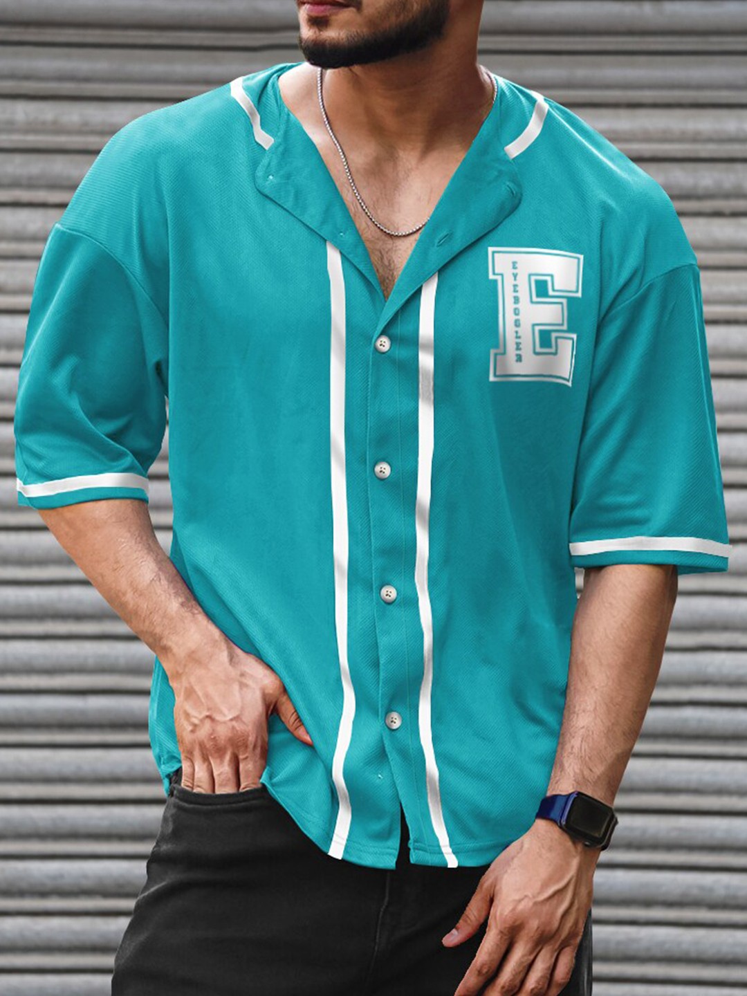 

Eyebogler Varsity Printed Cotton T-shirt, Blue