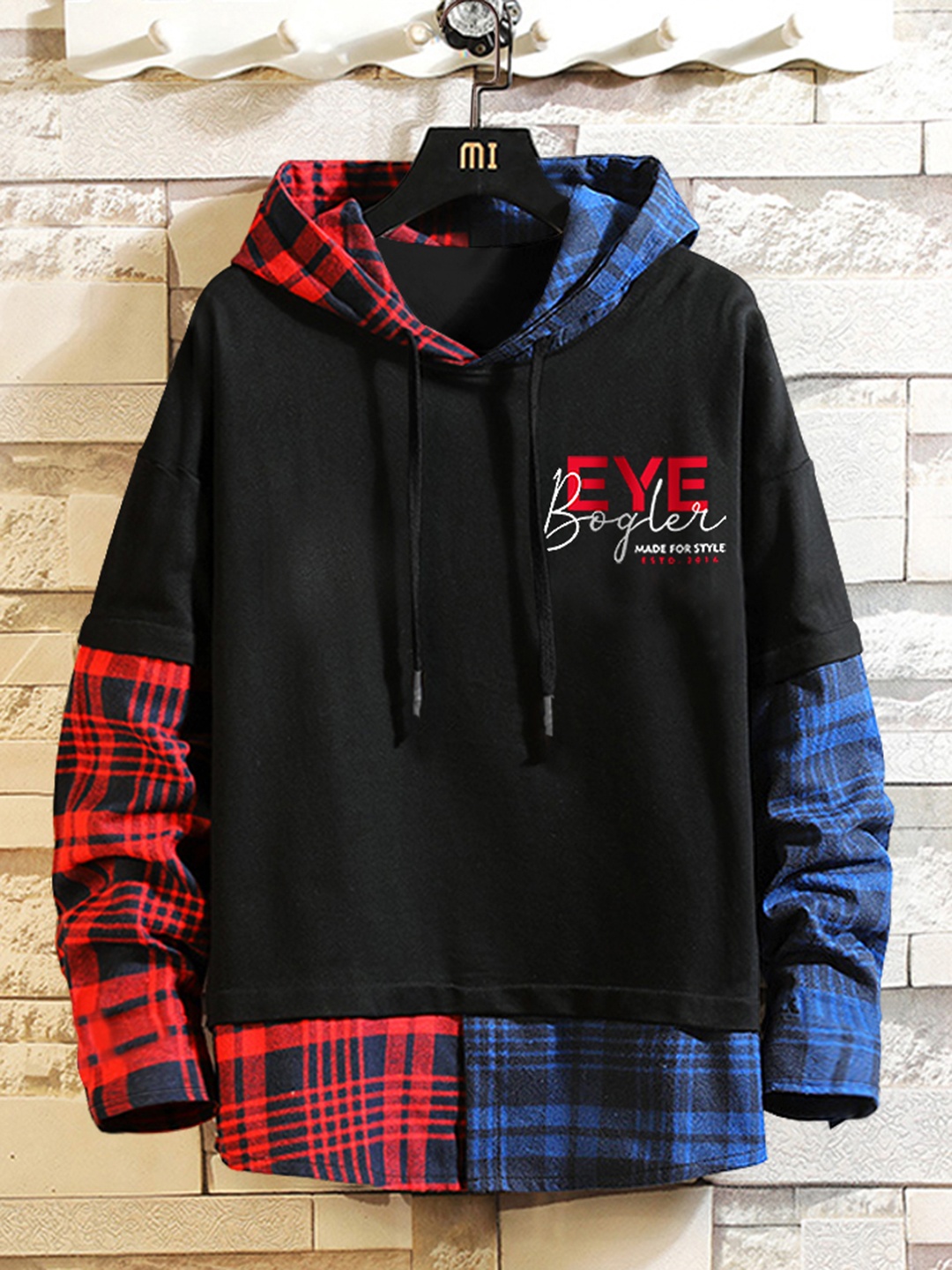 

Eyebogler Colourblocked Hooded Cotton T-shirt, Black